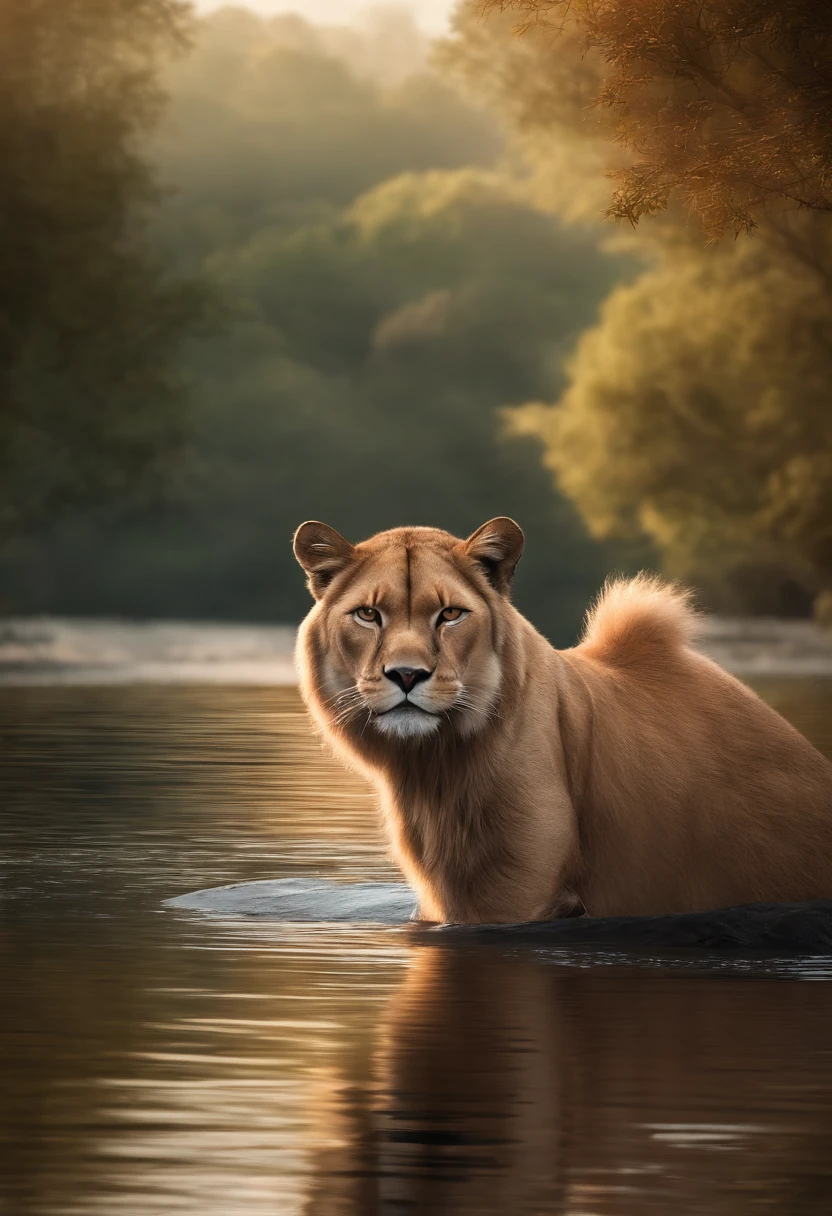 Uma pantera cor-de-rosa ((agressivo), in attack position, rochas e lago ao redor, ambiente natural altamente detalhado, imagem de alta qualidade, hyper realistic, cinematic look, HD em 32k--ar 3:2--em estilo de desenho animado, Desenhar
