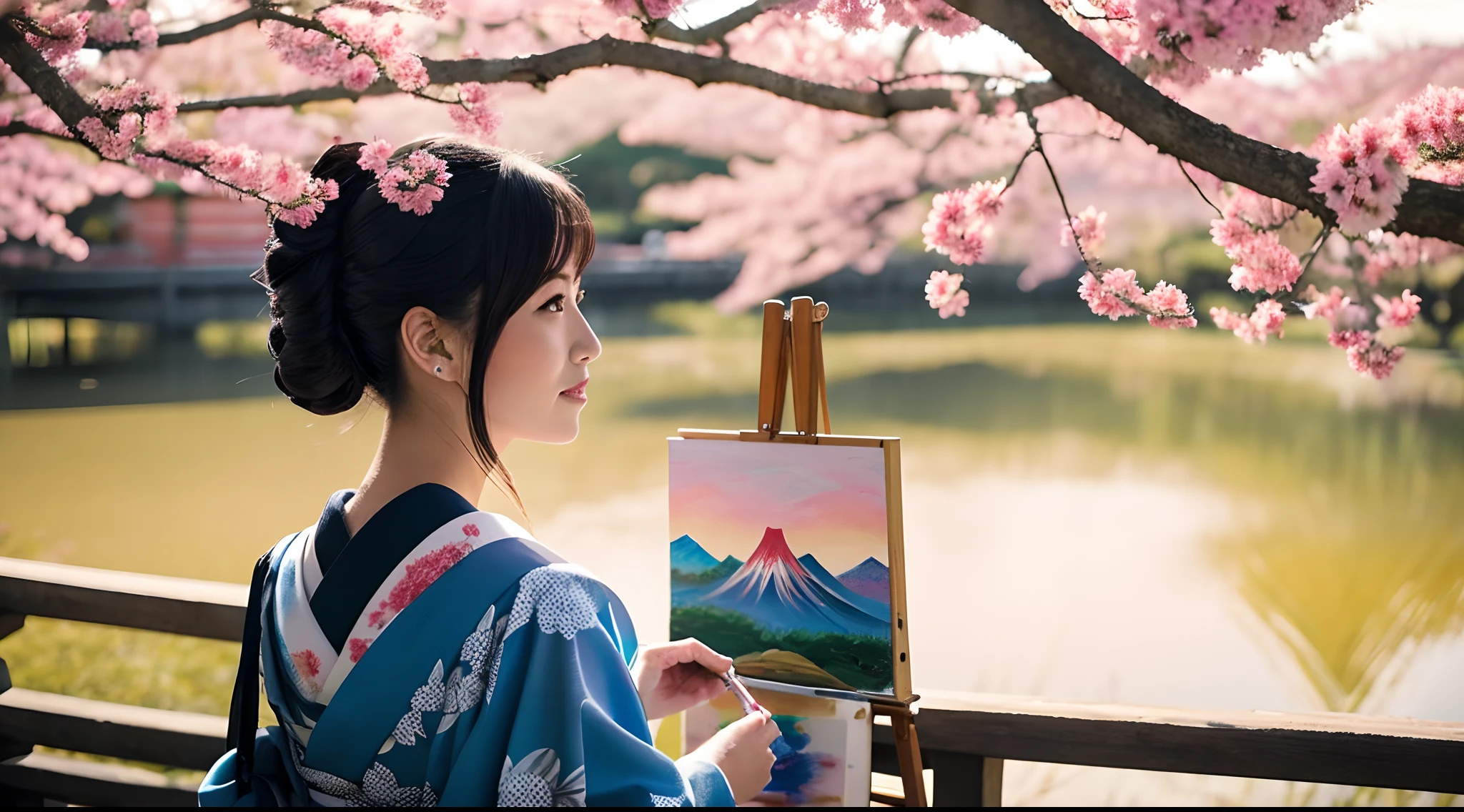 Woman painting　Beautiful Japan　One lady