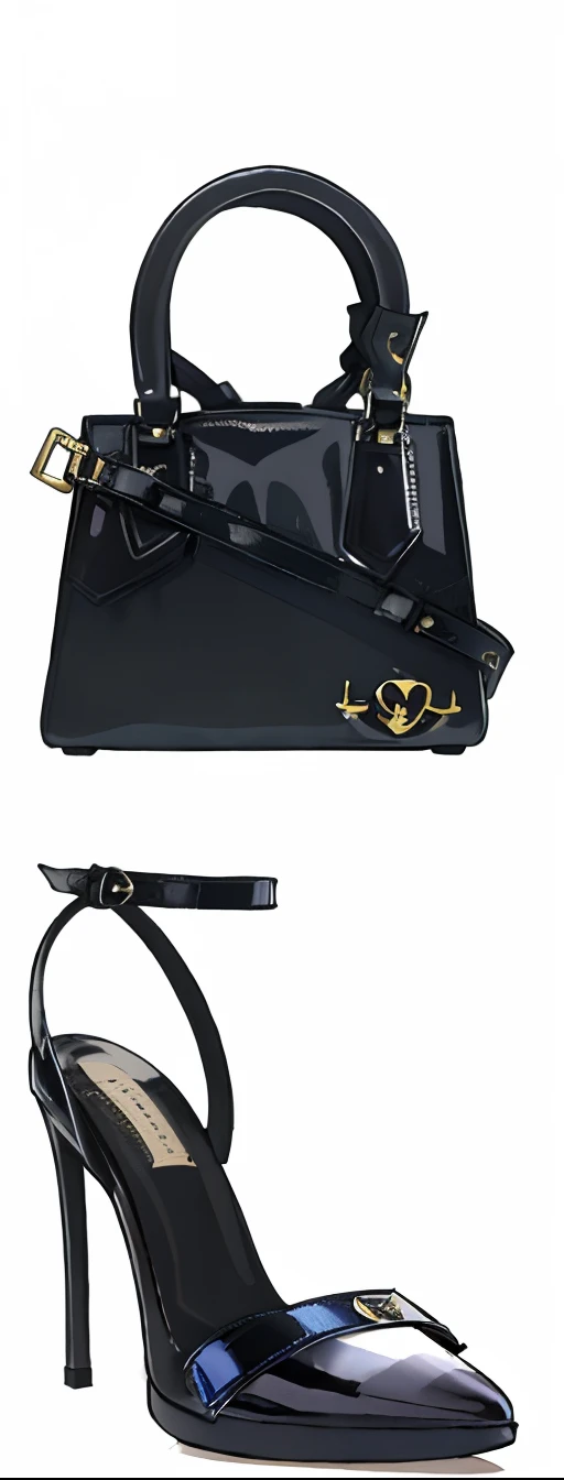 a black purse and a pair of high heeled shoes, exquisite black accessories, 👰 🏇 ❌ 🍃, handbag, intricate wet latex suspenders, bag, patent leather, patent style, lv, holster, bayonetta, 🎀 🧟 🍓 🧚, vivienne westwood, vivienne westwood!, straps, harness, adorable, gucci, givenchy, black details, anime, anime 2D, drawing, 2D, stylish
