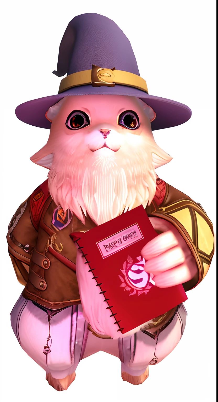 There is a cat with a hat and a book in his hand, Rabbt_character, saints row fursuit tails mod, From NCSOFT, highly detailed character, furry character, furry character portrait, Ivan Tyulen, Grimoire Holding, Kazuma Koda, sfw version, hyperdetailed fantasy character, Safebooru, Anthropomorphic rabbit