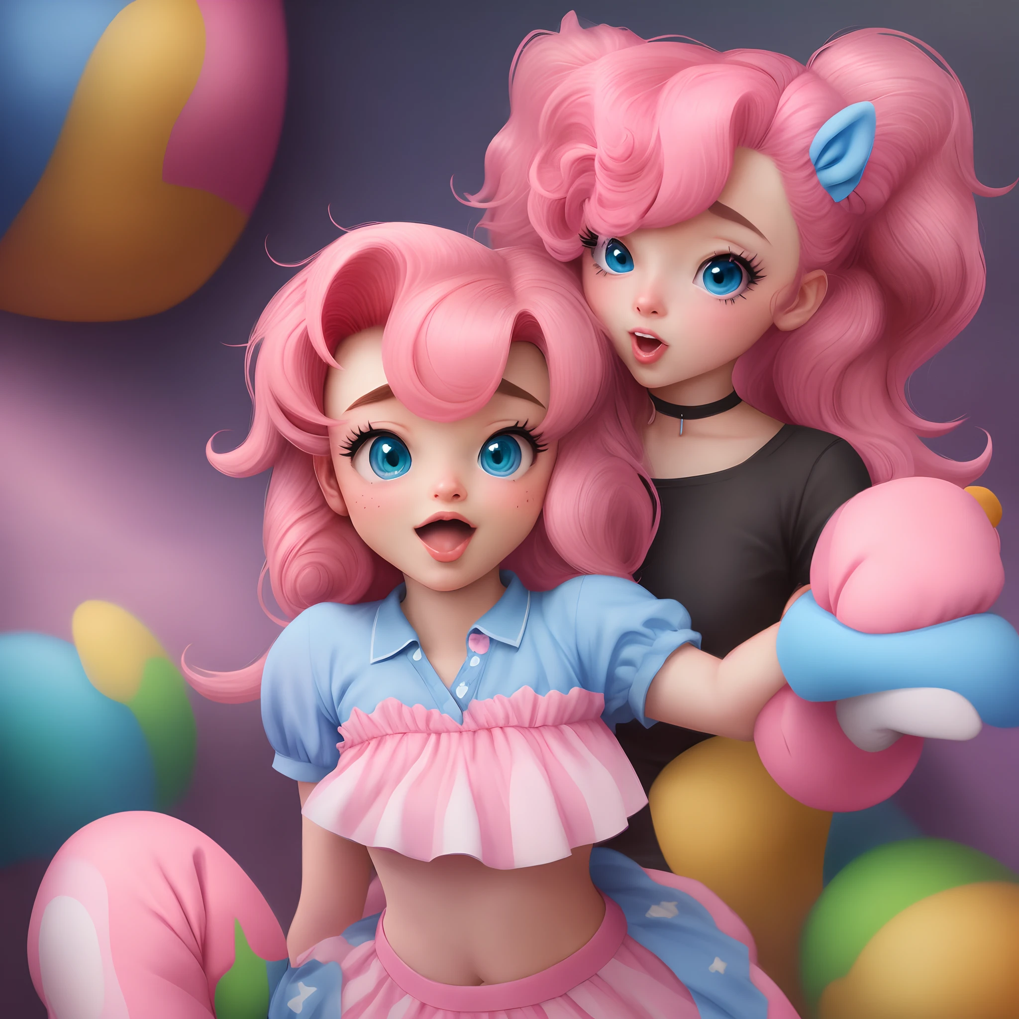 two women astride each other, inflatable dolls, trapped completely inside a giant wobbly soap bubble, highly detailed, ultra realistic, sdol, see-trough, transparent balloon skin, giant balloons, puffy balloon lips, transparent sex doll, balloon clothing, pool toy hair, huge lips, soap bubbles, floating weightless into the sky, shocked expressions, bouncy, brightly colored hair, big puffy balloon labias, big puffy balloon nipplies, no arms, no legs, puffy balloon heads, puffy balloon hair, puffy balloon butts, see-through skin, from below, transparent doll skin, transparent rainbow tinted skin