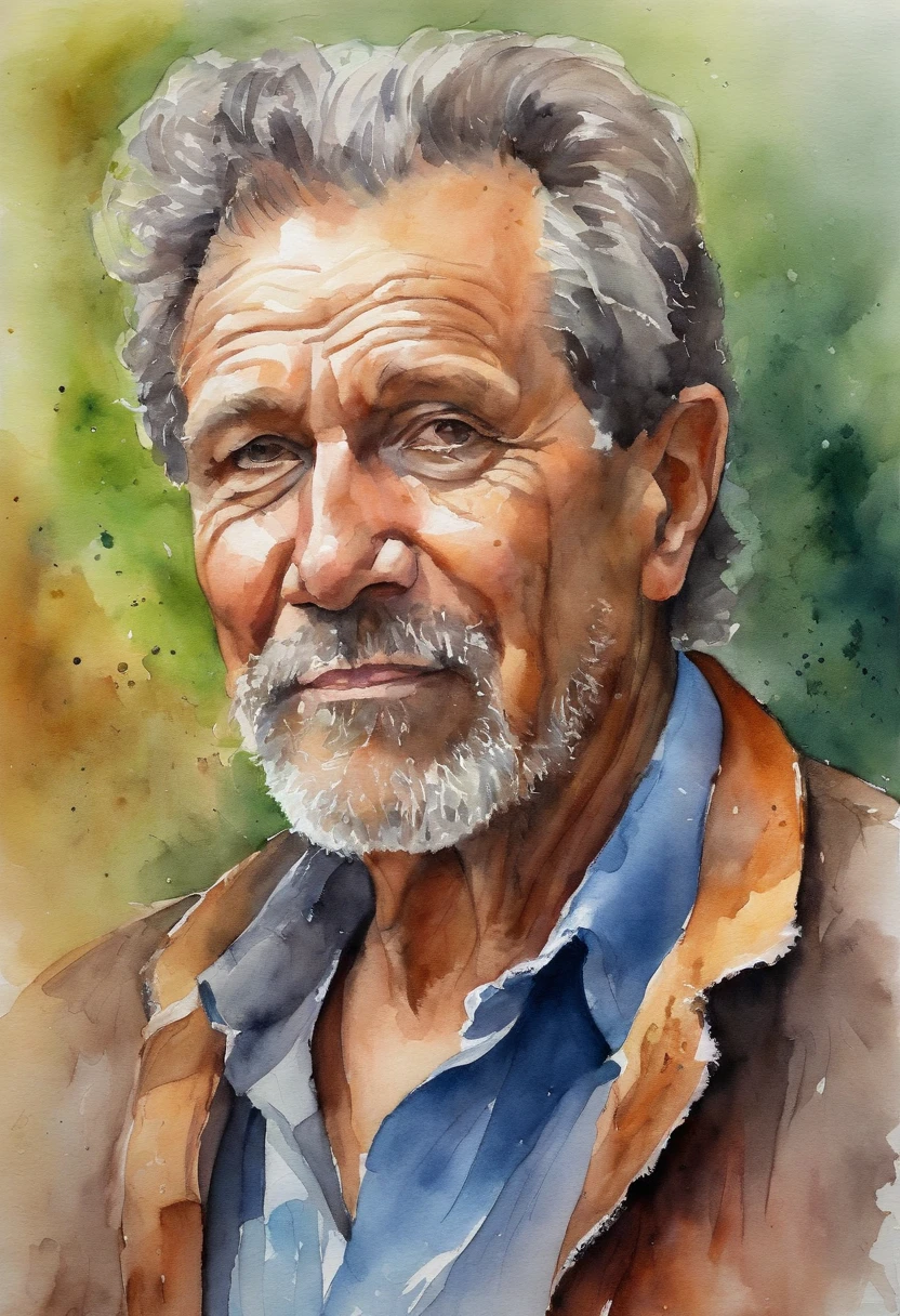 50-year-old man, hair combed up, artistic portrait,