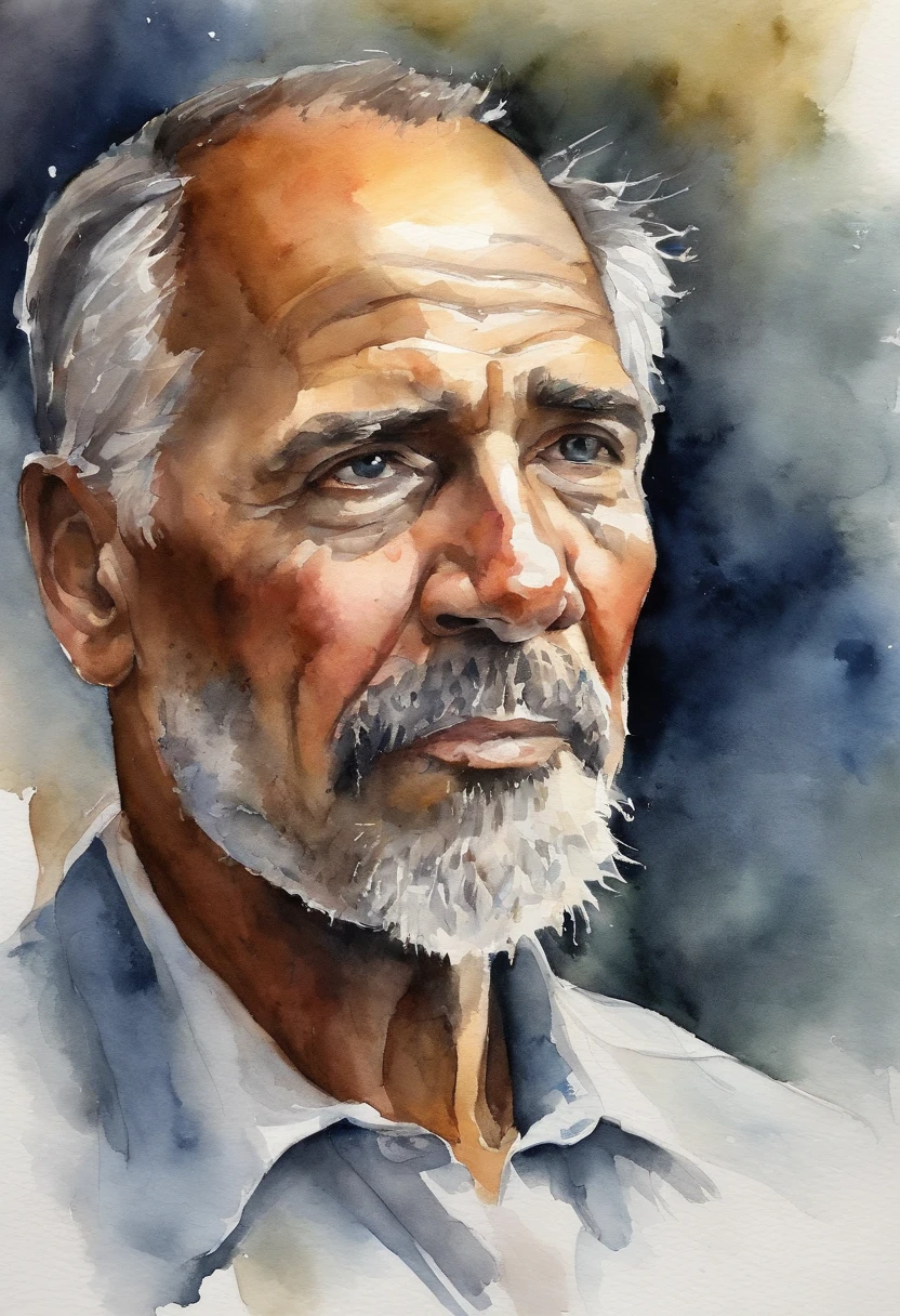50-year-old man, hair combed up, artistic portrait,