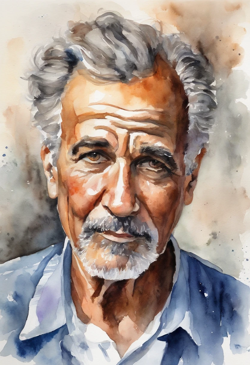 50-year-old man, hair combed up, artistic portrait,