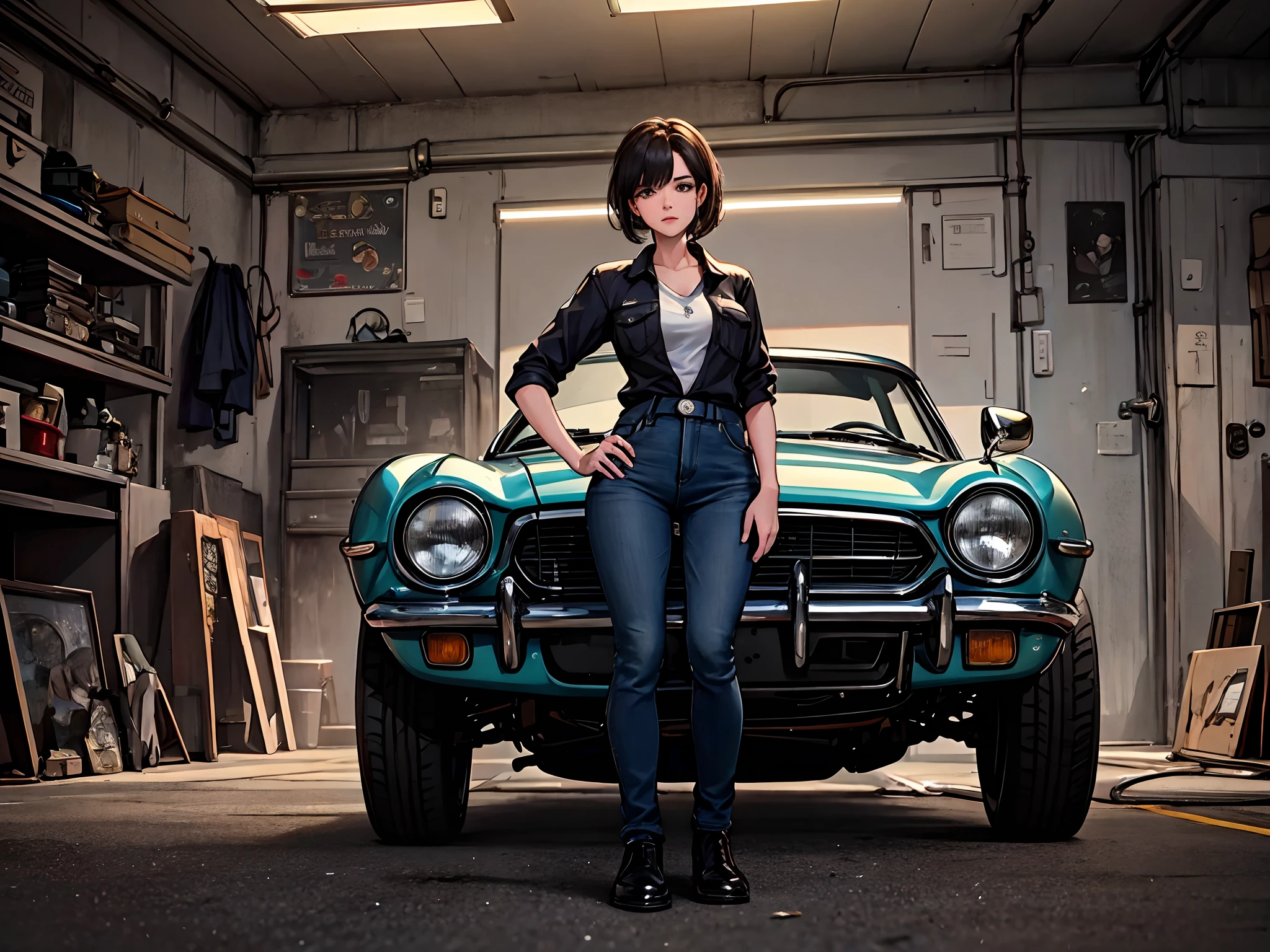 In a nostalgic setting of a vintage garage, a classic car occupies the spotlight. Its sleek lines and timeless beauty are preserved by the hands of a talented and confident female mechanic. She stands beside the car, her perfectly greased hands holding a wrench, a symbol of her passion and expertise.
Tell the story behind this captivating image. Who is this mechanic, and what drives her love for classic cars? Does she come from a long line of automotive enthusiasts, or did she stumble upon her passion by chance? Explore the challenges she faces in a traditionally male-dominated field and how she overcomes them with her determination and skills.
Consider the relationship between the mechanic and the classic car. Is it a treasured family heirloom that she’s restoring with love and devotion? Or perhaps it’s a project she took on to prove her abilities and establish herself in the industry. Dive into the intricacies of the car’s history and the memories it holds for its owner.
Furthermore, delve into the dynamics of the vintage garage. Is it a place of camaraderie and support for the mechanic, where she finds a community of like-minded individuals? Or is it a constant battleground for respect and recognition, where she must constantly prove herself? Explore how the mechanic’s presence challenges traditional gender roles and inspires others to follow their passions fearlessly.
Through this image, bring to life a tale of determination, empowerment, and the enduring love for classic cars. Let it evoke a sense of nostalgia and ignite the readers’ imagination as they enter the world of the “Reviving the Classics.”