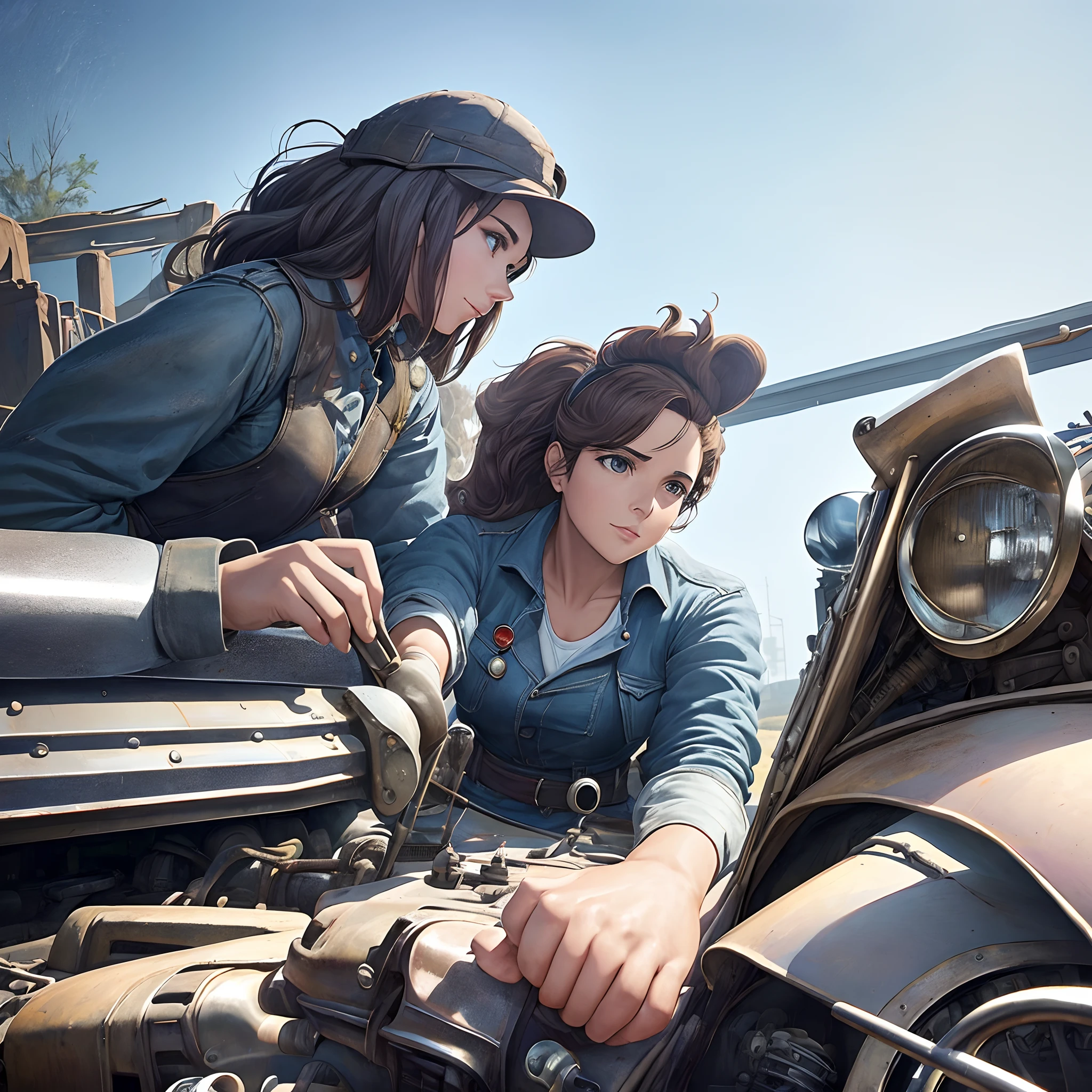 In a nostalgic setting of a vintage garage, a classic car occupies the spotlight. Its sleek lines and timeless beauty are preserved by the hands of a talented and confident female mechanic. She stands beside the car, her perfectly greased hands holding a wrench, a symbol of her passion and expertise.
Tell the story behind this captivating image. Who is this mechanic, and what drives her love for classic cars? Does she come from a long line of automotive enthusiasts, or did she stumble upon her passion by chance? Explore the challenges she faces in a traditionally male-dominated field and how she overcomes them with her determination and skills.
Consider the relationship between the mechanic and the classic car. Is it a treasured family heirloom that she’s restoring with love and devotion? Or perhaps it’s a project she took on to prove her abilities and establish herself in the industry. Dive into the intricacies of the car’s history and the memories it holds for its owner.
Furthermore, delve into the dynamics of the vintage garage. Is it a place of camaraderie and support for the mechanic, where she finds a community of like-minded individuals? Or is it a constant battleground for respect and recognition, where she must constantly prove herself? Explore how the mechanic’s presence challenges traditional gender roles and inspires others to follow their passions fearlessly.
Through this image, bring to life a tale of determination, empowerment, and the enduring love for classic cars. Let it evoke a sense of nostalgia and ignite the readers’ imagination as they enter the world of the “Reviving the Classics.”
