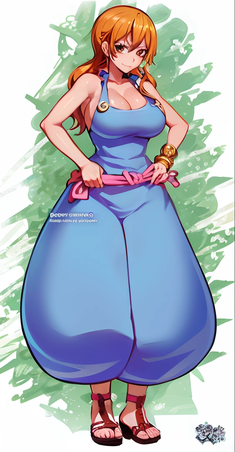 Anime style, beautiful, expensive eyes, nami from one piece