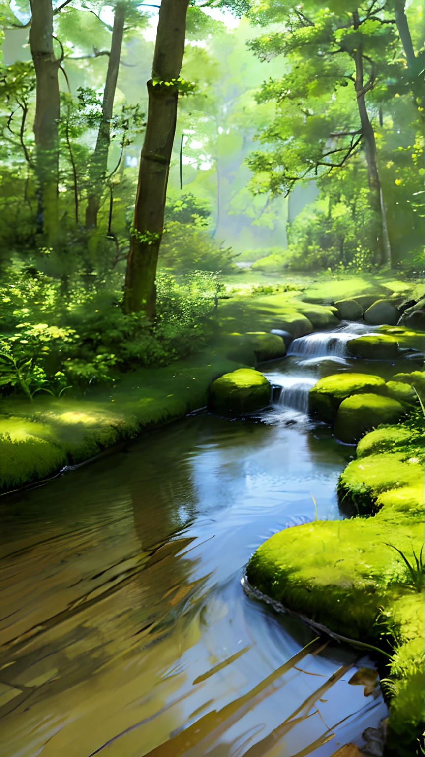 (highest quality)), (no photos of people), in the woods, frogs, quiet ponds, lots of wildflowers, streams, stones, moss,