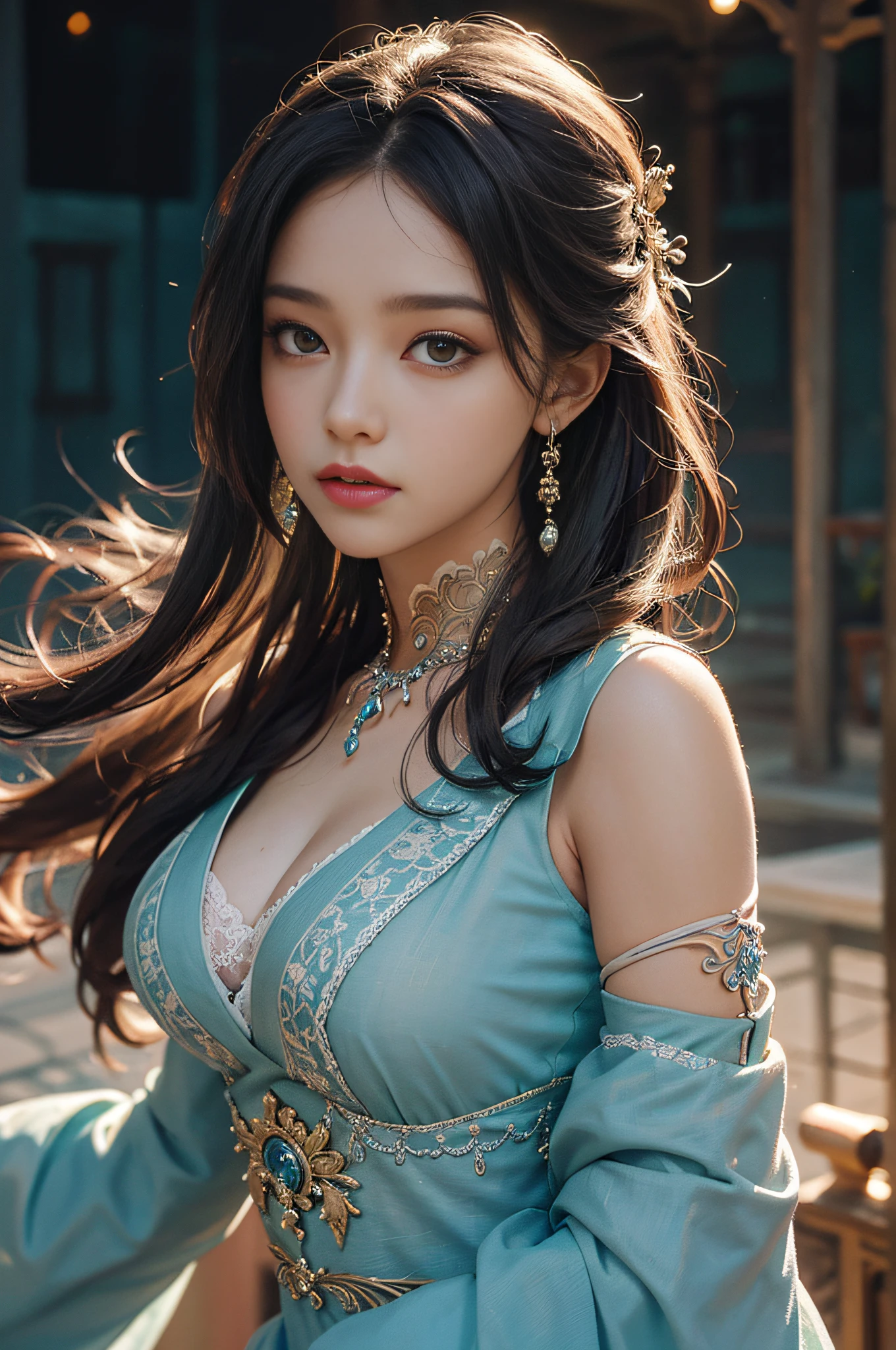 top-quality、masterpiece、超A high resolution、(White Dragon Armor)、(((Colossal tits))),(((Variety of hairstyles))、(((Take different poses))),(Wearing a beautiful crown made of jewels),(Photorealsitic:1.4)、Raw photo、1人、Golden hair、Holy Color Festival、glowy skin、(((Japan Dragon)))、(((Reveal micro bikini))),(Looks like a gorgeous jewelry necklace)、(Full Body Angle)、(Fight big dragons)、A dark-haired、poneyTail、(Detailed: White Metal Bikini)、(Detailed and beautiful flower garden)、cliff cliff european castle background)、((super realistic details))、portlate、globalillumination、(sexypose)、Shadow、octan render、(Random hair)、8K、Raw skin exposed in the cleavage、metals、Details of complex ornaments、Japan details、highly intricate detail、Realistic light、Blue eyes、Eyes shining towards the camera、Precipitous cliffs、Toostock、(Full Body Angle)、(veils)、(((Heavy Big))),(A person who sees with calm and goddess-like eyes)Happiness:1.2)、