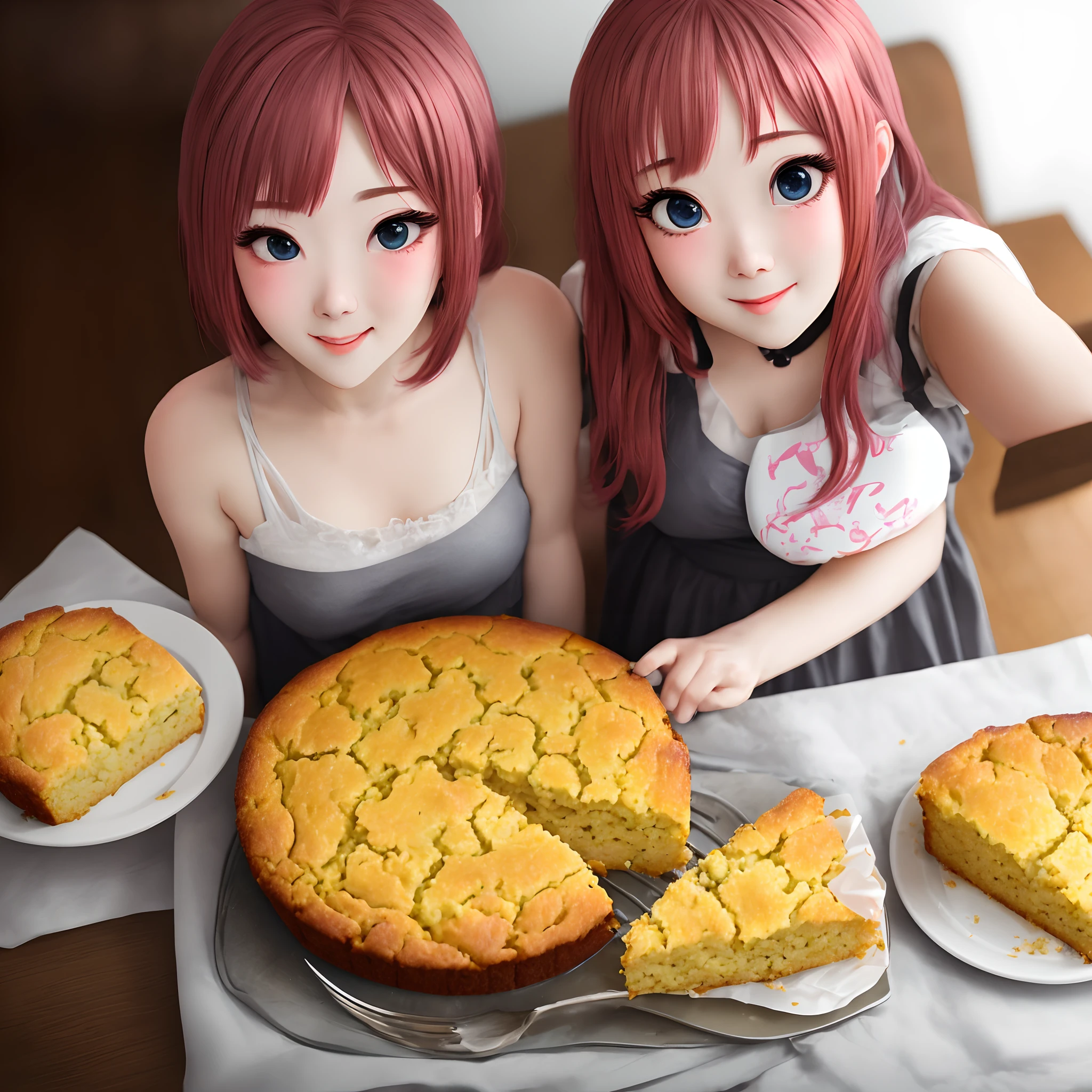 Cum covering cornbread that has anime eyes and blushing