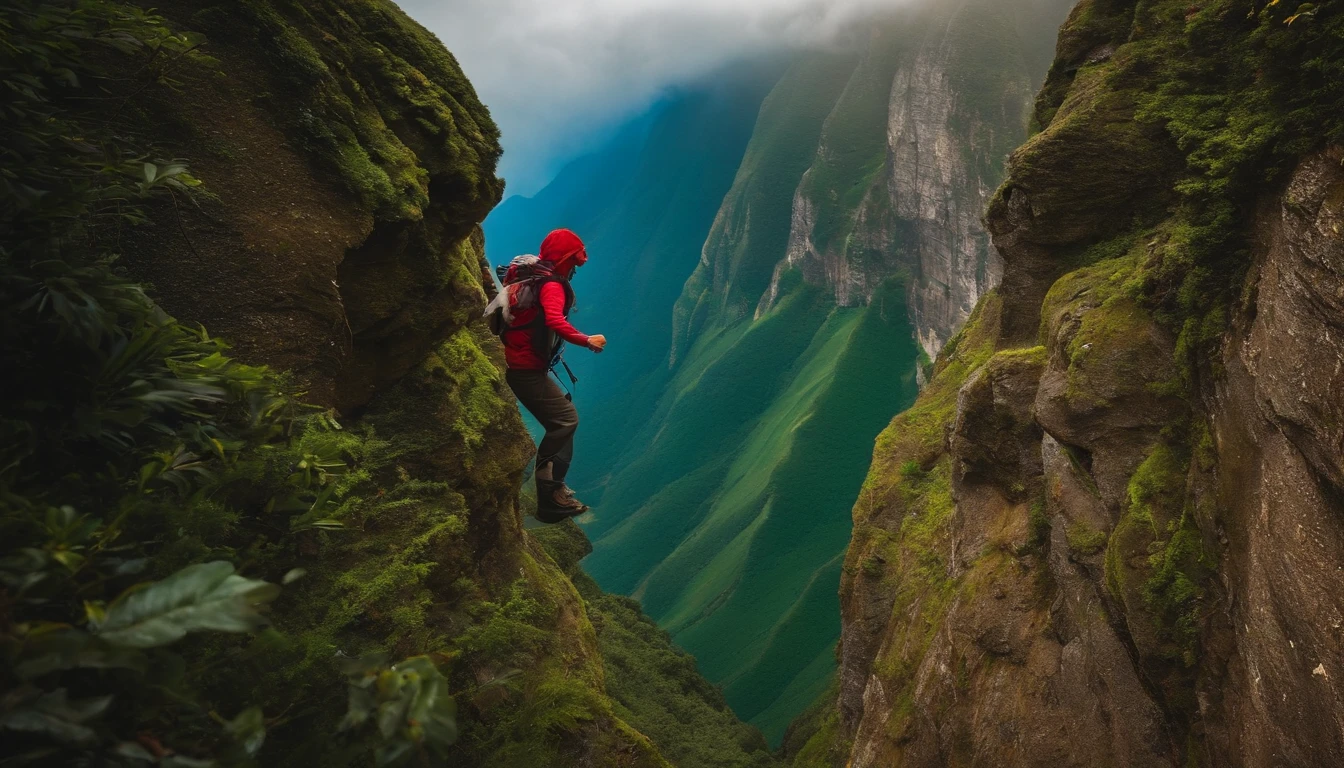 Uma imagem de uma pessoa escalando uma montanha, symbolizing overcoming challenges to achieve motivation