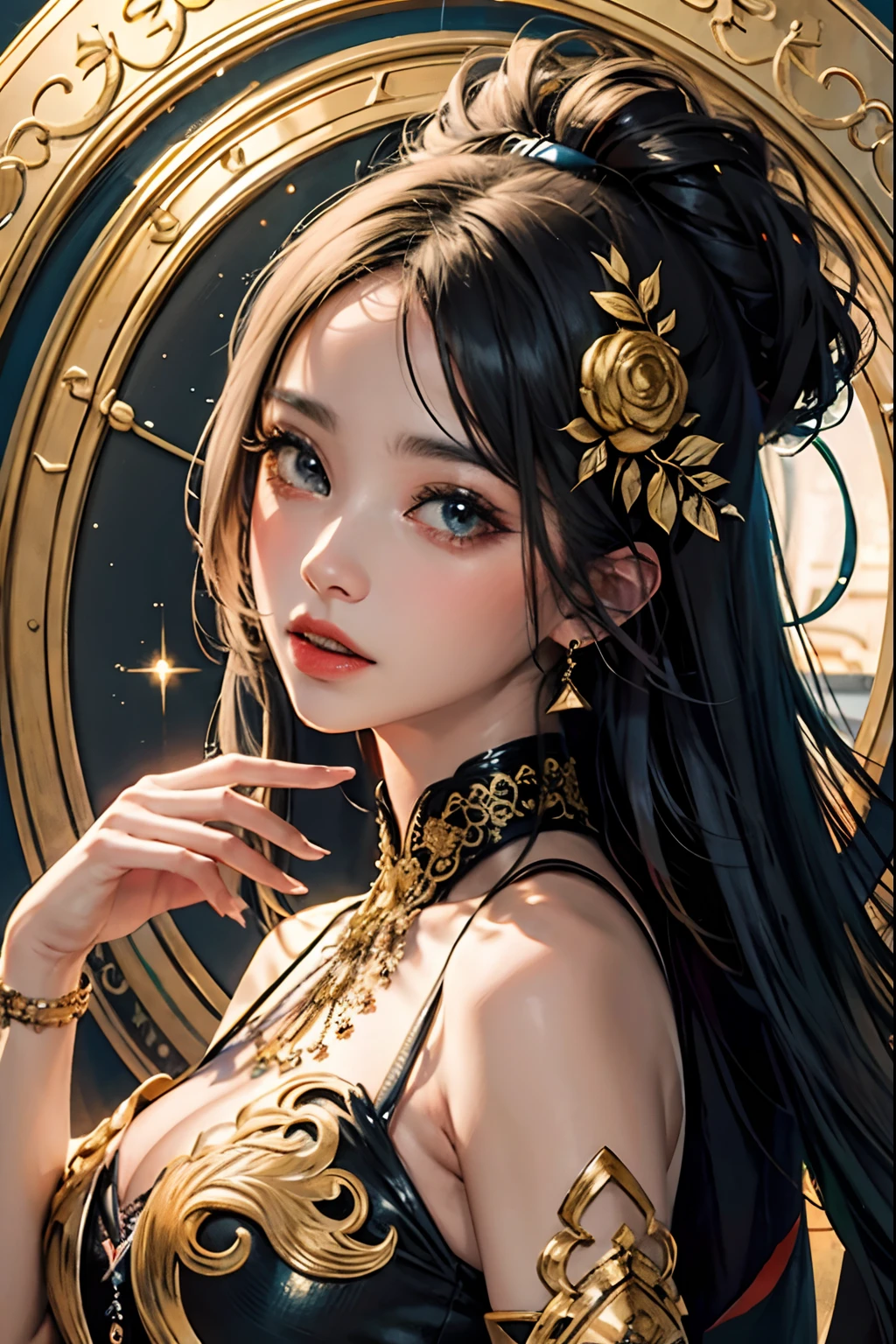 PerfectNwsjMajic,(masterpiece, top quality, best quality, official art, beautiful and aesthetic:1.2), (1girl), extreme detailed,colorful,highest detailed, official art, unity 8k wallpaper, ultra detailed, beautiful and aesthetic, beautiful, masterpiece, best quality, (zentangle, mandala, tangle, entangle) ,holy light,gold foil,gold leaf art,glitter drawing, two skinny girls topless, kissing each other, flat chest, small tits, small breasts, nipple slip