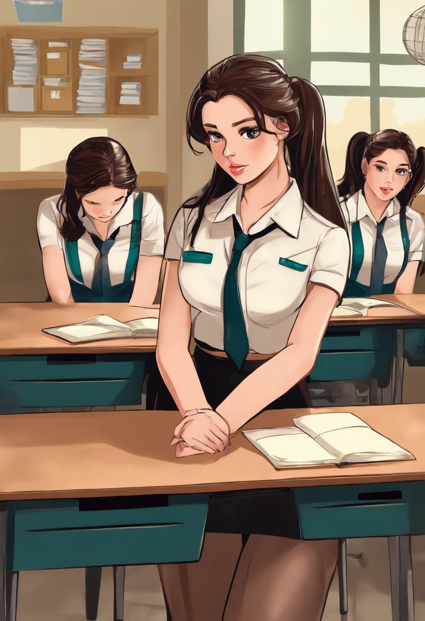 NSFW. 18 year old Twin sisters in classroom. One is undressing and groping the other while while teacher watches them. Very sexual.