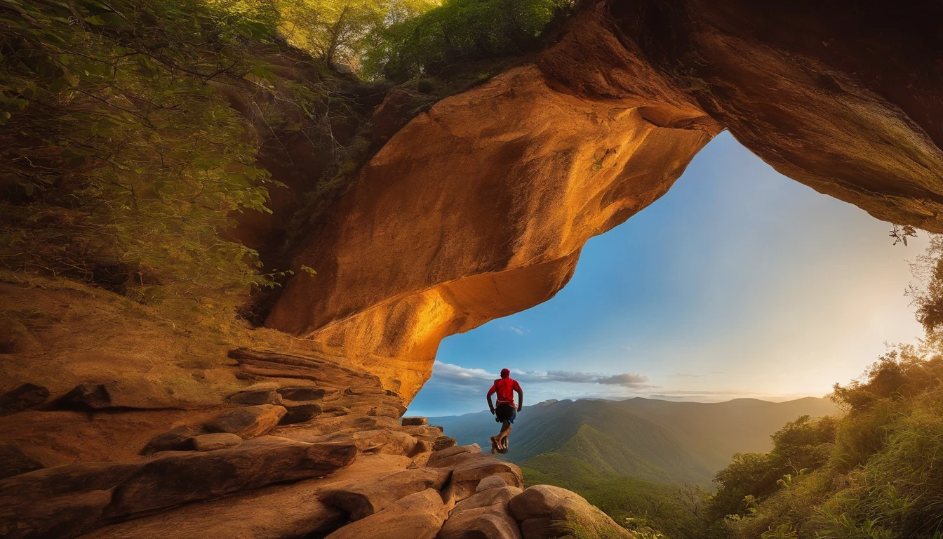 Uma imagem de uma pessoa escalando uma montanha, symbolizing overcoming challenges to achieve motivation
