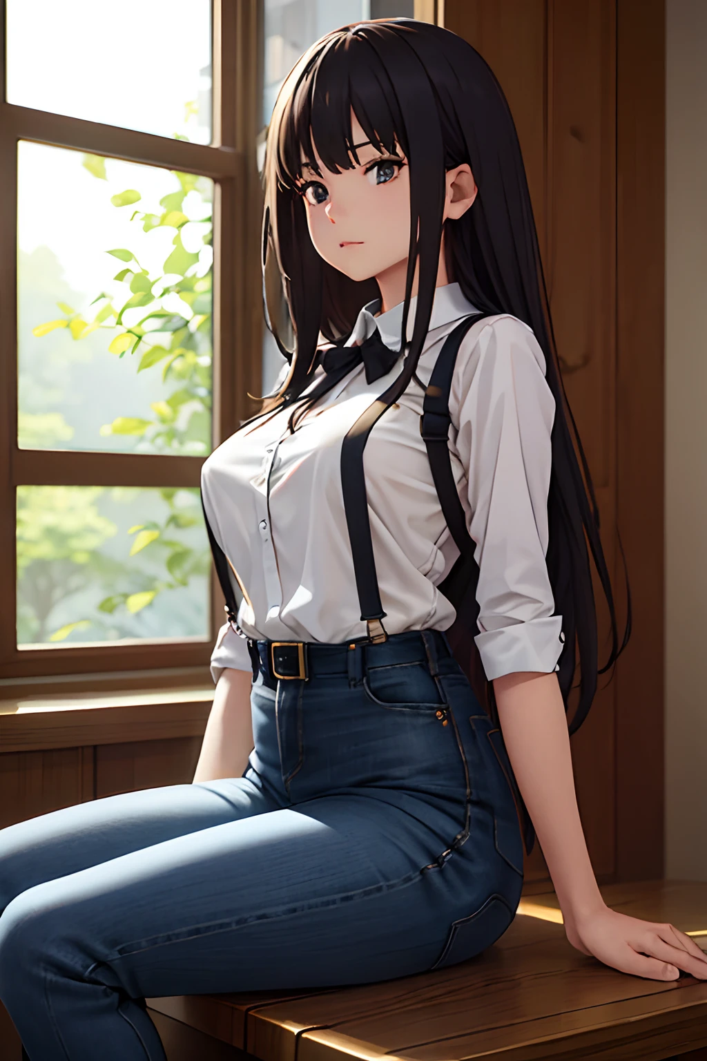 masterpiece、top-quality、The ultra -The high-definition、、colourfull、flat-colors、depth of fields、lens flare 1 girl、、A dark-haired、watching at viewers Black Cutter Shirt a belt suspenders Social OL large full breasts JINS jeans Face sitting
Waiting to start Armpit sweat perspiring Sides of hands Belts around the waist boots