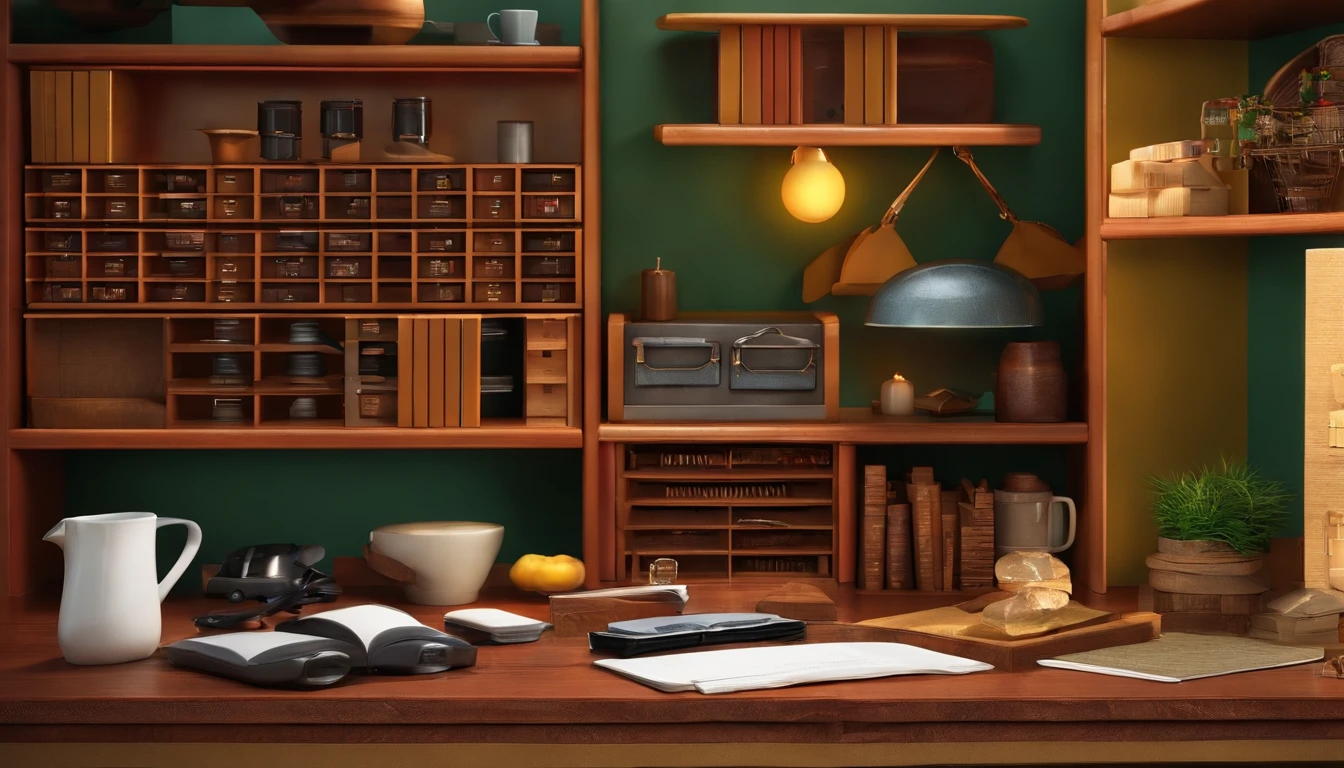 Uma imagem de uma mesa organizada com material de escrita, representing the construction of productive habits