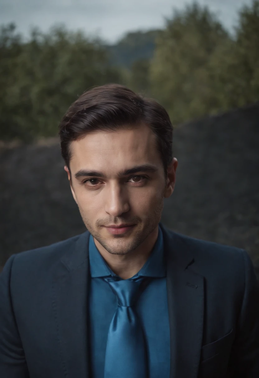 There's a man in a blue shirt and tie looking at the camera, frente a un fondo negro, Aykut Aydogdu, alejandro, con fondo negro, foto de perfil 1024px, Director de Ene, Retrato NFT, andres rios, Retrato de alta calidad, Foto de perfil de la foto de cabeza, de pie con un fondo negro, Emad Mostaque