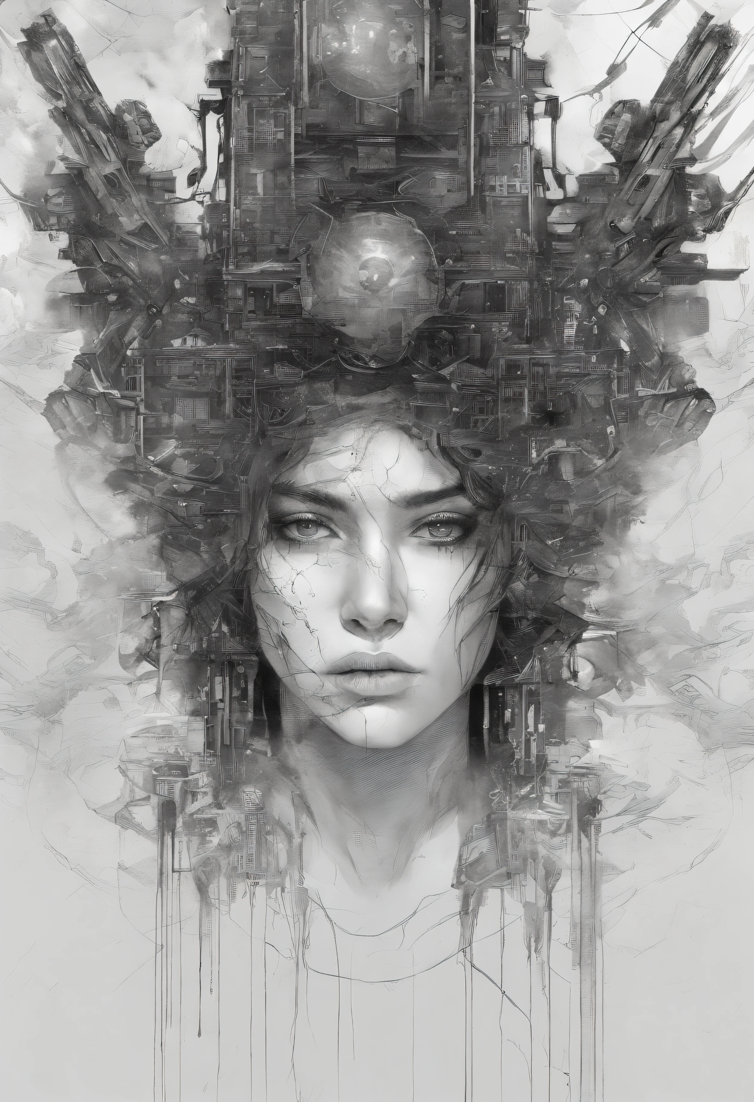 Perfect centralization, coelho (franco)de Donnie, Standing position, beleza abstrata, Centrado, looking at the camera, Facing the camera, nearing perfection, Dynamic, altamente detalhado, liso, foco nítido, 8k, high-definition resolution, illustration, arte de Carne Griffiths e Wadim Kashin, fundo branco