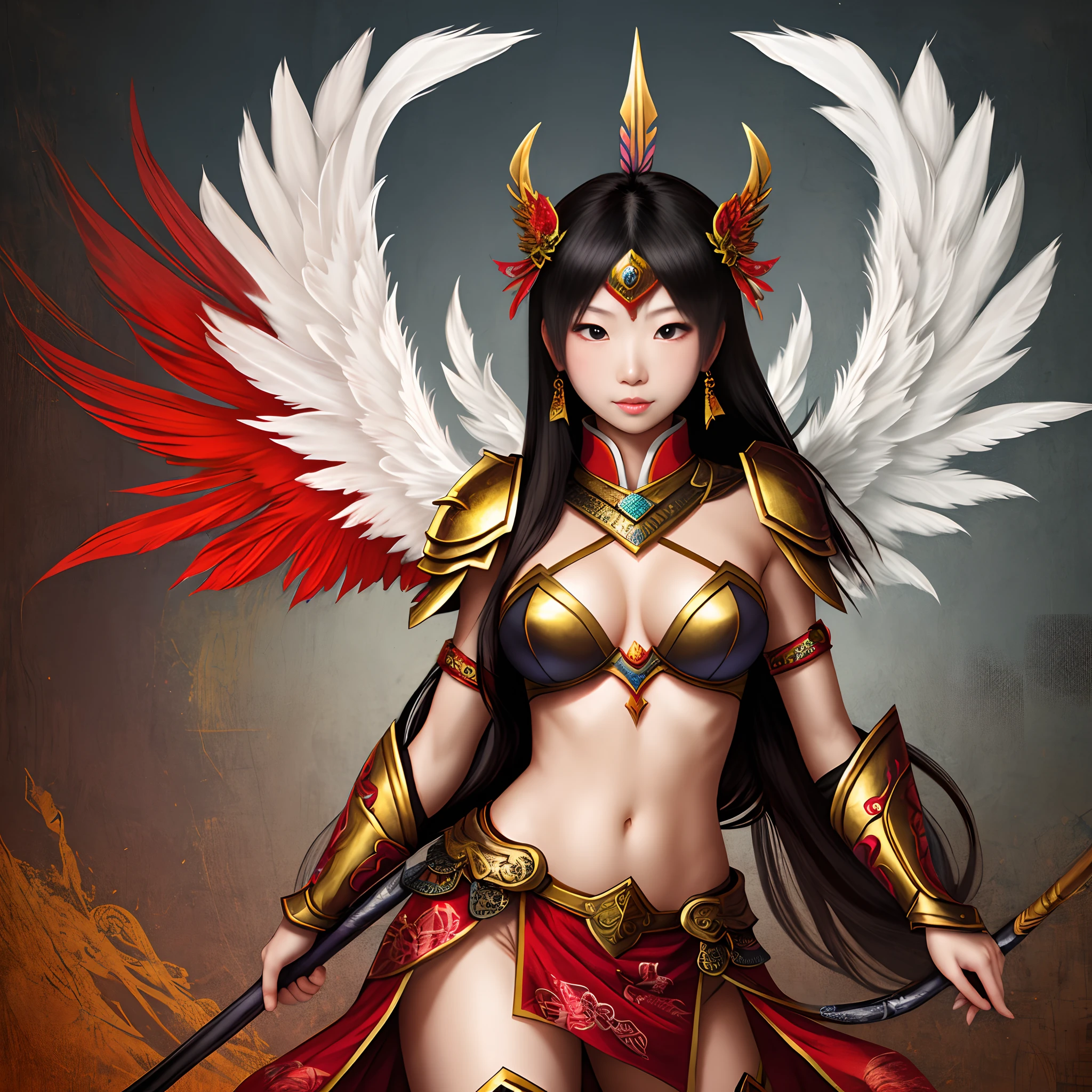 Asian girl warrior with wings