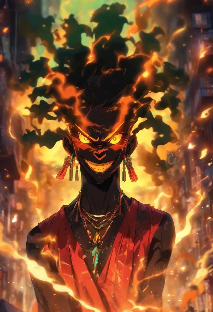 (((Rapariga))) best quality, ultra-high resolution, CG detalhado 4K, piece of master,Papa Legba,garota,brazi,Ritual de vodu,Roupas africanas, Mitologia vodu, ((em transe)), Imagem africana, aesthetic , centrado na tela, corpo inteiro