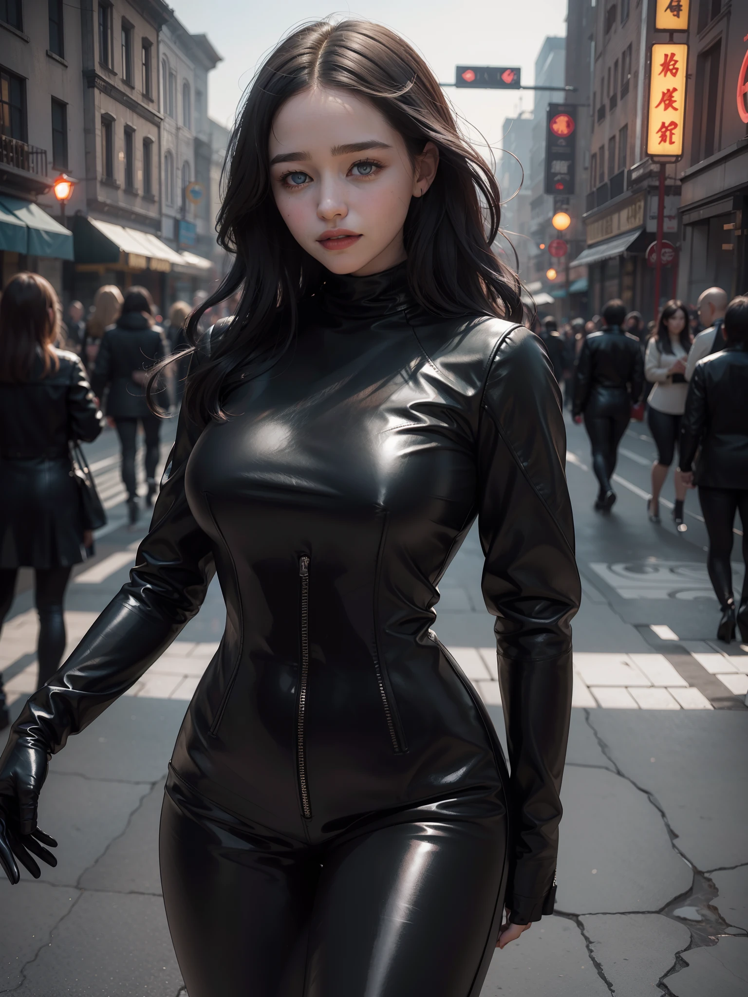 Reika Shimohira、Gantz、Reika Shimohira、GANTZ、GANTZ suit、顔以外全身rubber suit、全身rubber suit、rubber suit、黒いrubber suit、luster、light reflection、No exposure、Low exposure、big breasts