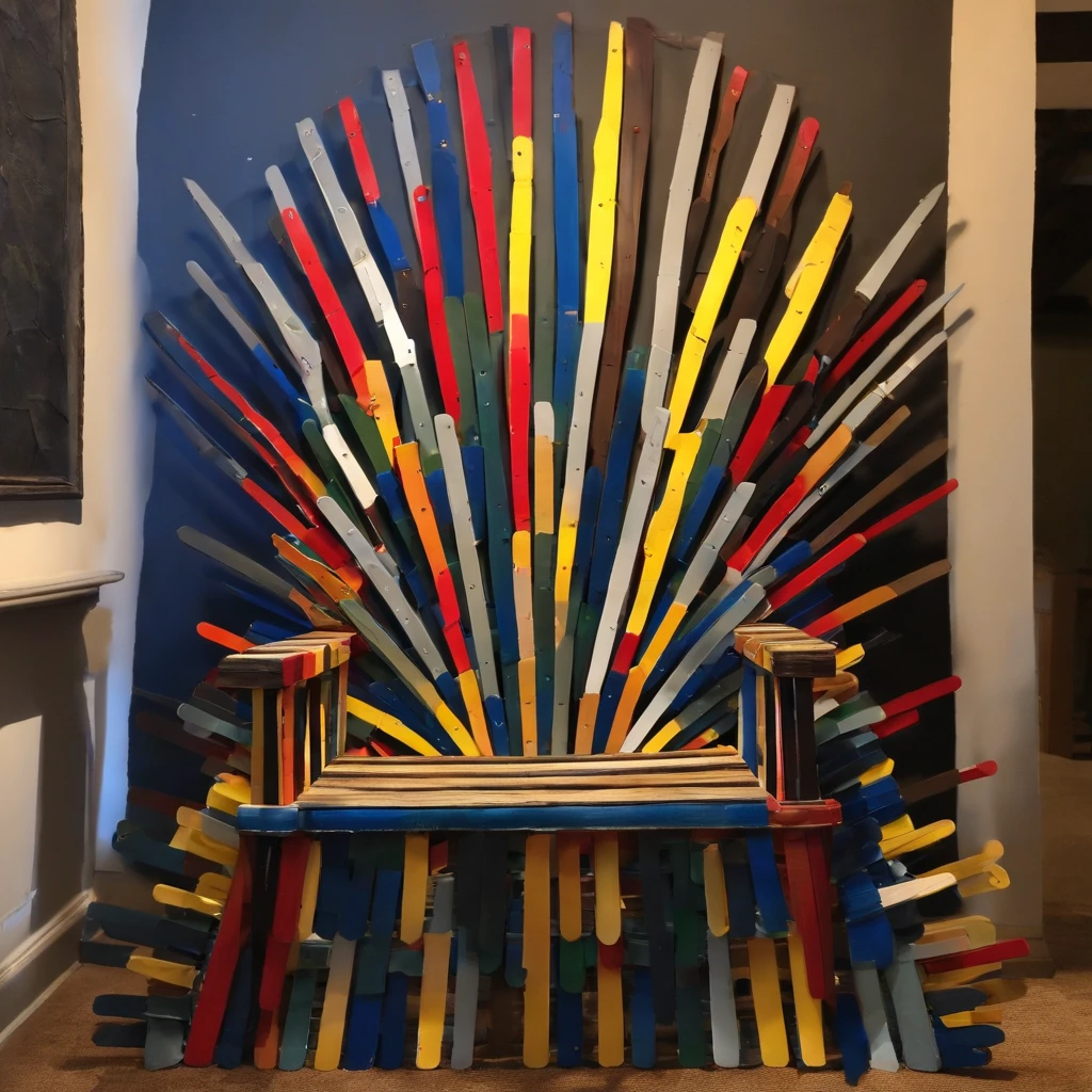 Picture of the iron throne made of hockeysticks