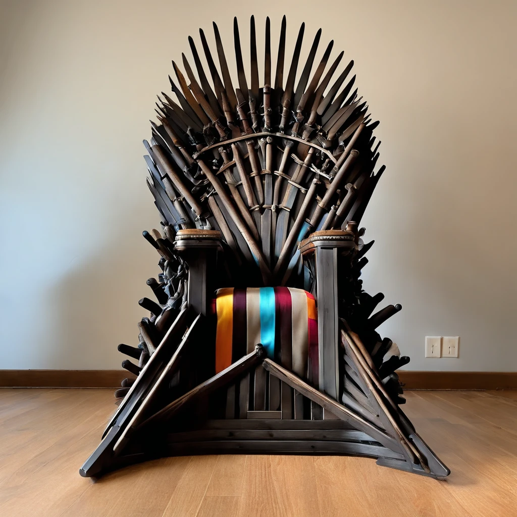 Picture of the iron throne made of hockeysticks