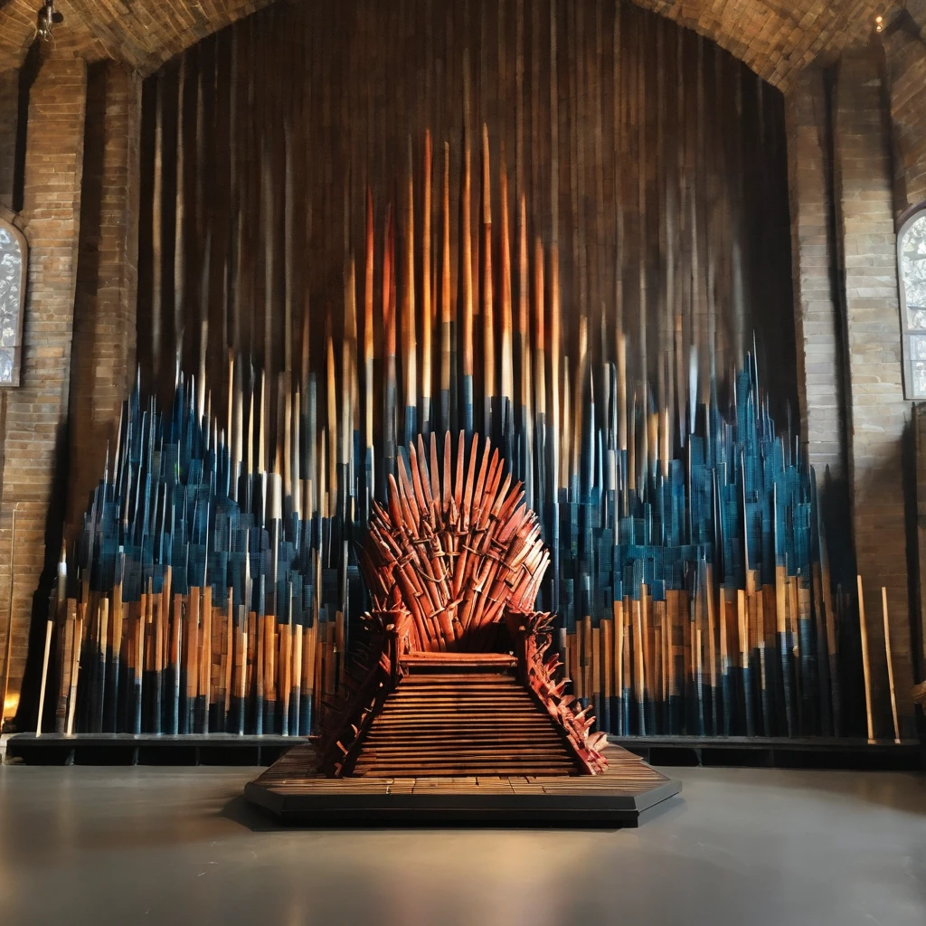 Picture of the iron throne made of hockeysticks