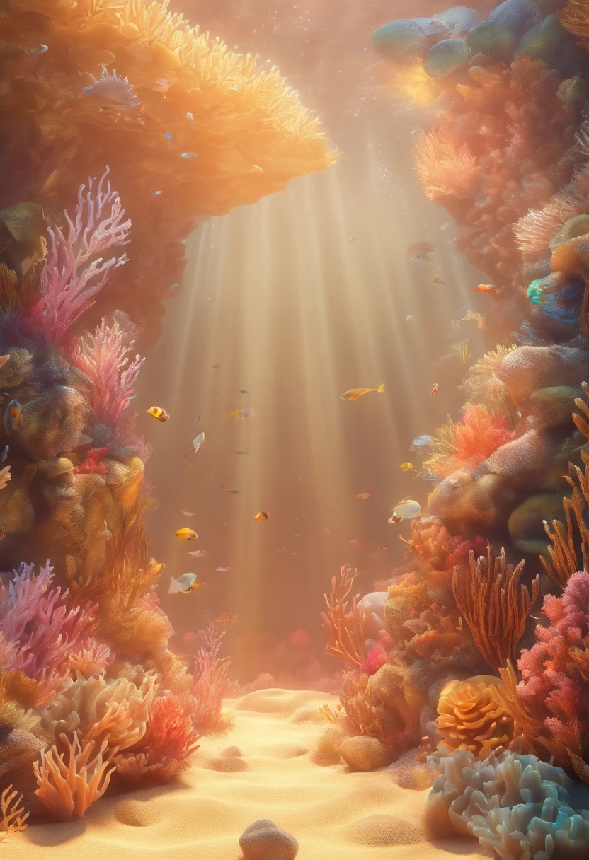 crie um fundo do mar com corais e sereia