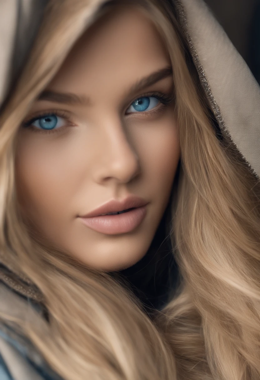((light brown/dirty blonde, female, blue eyes with hazel center, medium lips, round face, upturned but not very small nose, slightly hooded eyes))