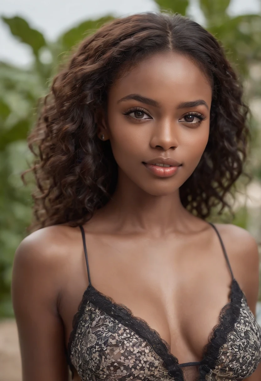 ((African dark skin, Very deep ebony skin)), ((Her beauty is undeniable)), ((Excited cute face)), ((Ultra-detailed perfect eyes,)), ((Cute pose)), ((Tongue out)), ((Seductive )), Sexy, (( Skinny mesh shirt, sexy shorts)), ((African long curly hairs)), (( ebony skin)), ((standing, Front view)), ((Caress your legs in a sexy pose)), ((Outdoors,)), Sharp focus CGI, Photorealistic, High detail, Realistic, Masterpiece, Best quality, hdr, High quality, k hd, Extremely detailed, 8K wallpaper, Intricate details, 8K  UHD, Full-HD, (Realistic photo:1.2), Contrast, glaring lights, Natural lighting, hard light, back lit lighting, erotic, award winner picture,