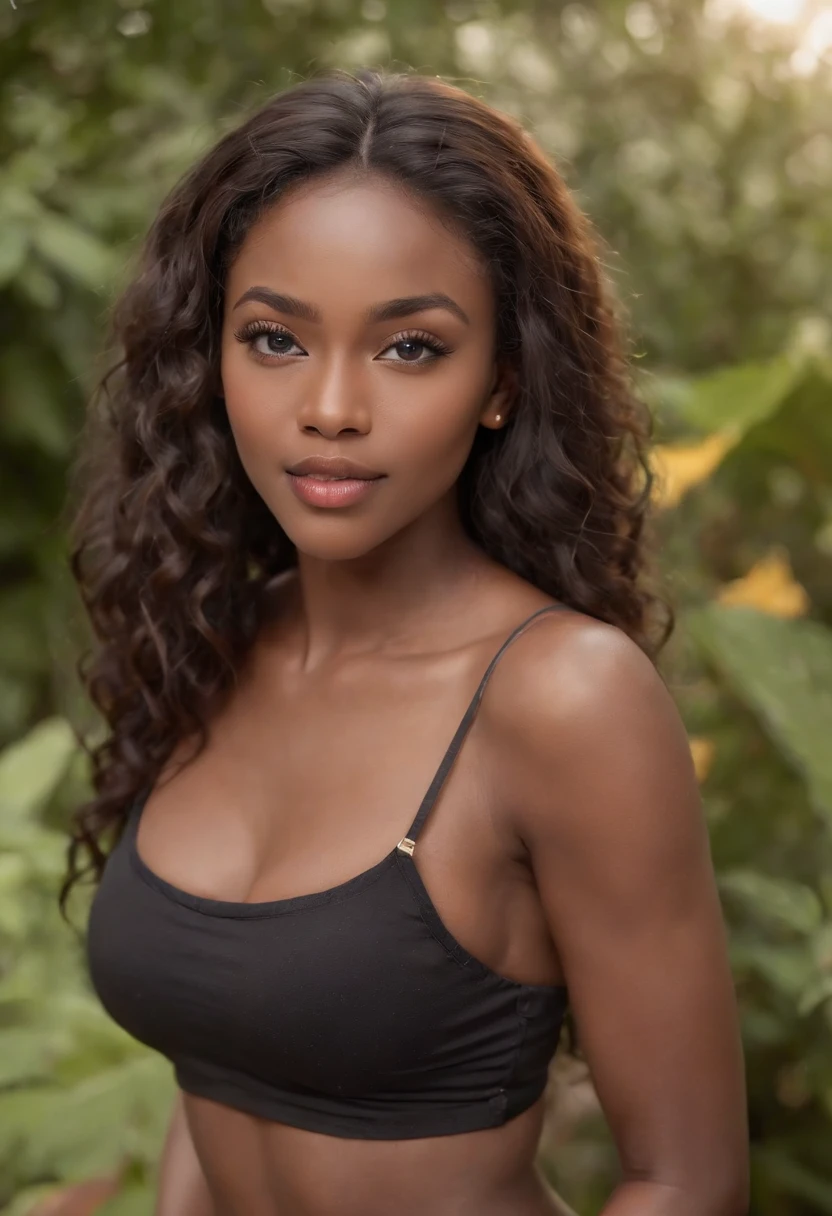 ((African dark skin, Very deep ebony skin)), ((Her beauty is undeniable)), ((Excited cute face)), ((Ultra-detailed perfect eyes,)), ((Cute pose)), ((Tongue out)), ((Seductive )), Sexy, (( Skinny mesh shirt, sexy shorts)), ((African long curly hairs)), (( ebony skin)), ((standing, Front view)), ((Caress your legs in a sexy pose)), ((Outdoors,)), Sharp focus CGI, Photorealistic, High detail, Realistic, Masterpiece, Best quality, hdr, High quality, k hd, Extremely detailed, 8K wallpaper, Intricate details, 8K UHD, Full-HD, (Realistic photo:1.2), Contrast, glaring lights, Natural lighting, hard light, back lit lighting, erotic, award winner picture,