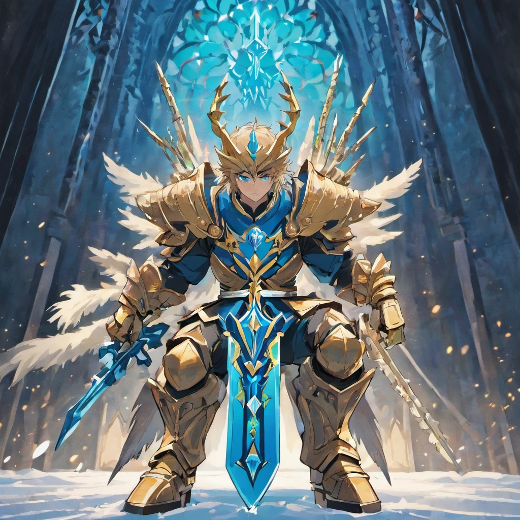 Image of an ice hockey player on the Iron Throne made of ice hockey sticks instead of swords