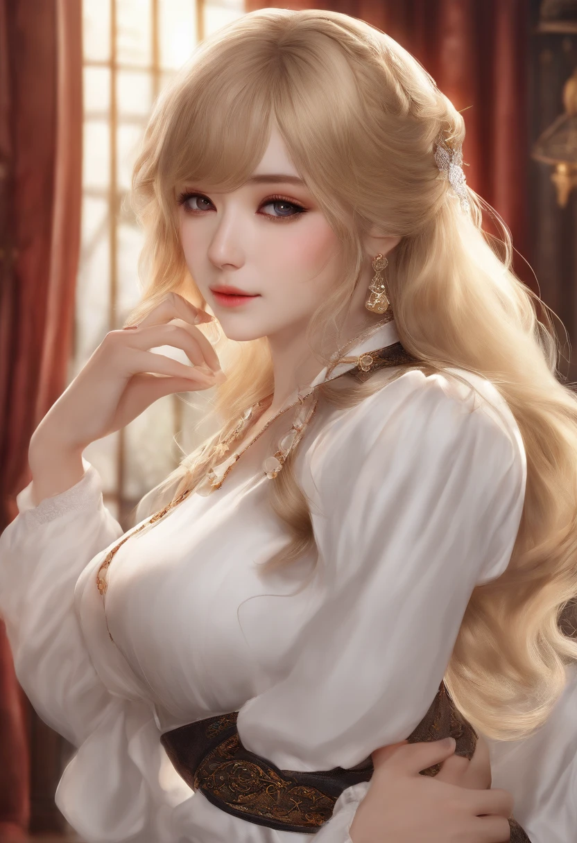 (Best Quality, 8K, Masterpiece, Ultra HD: 1.3), (K-Pop Idol: 1.4), 1 Pretty Girl, (Big Breasts), (Long Hair), Abs, Perfect Figure, Ultra Fine Face, Delicate Lips, Beautiful, dewy skin, sweaty skin, wavy blonde hair, silver light hair , super fine hand, fine finger , Tight shirt (transperent), Dress shirt, Open dress shirt, ((detailed Tight short mini skirt)), opened shirt show , naked, ((naked)), detailed face, office, punk girl, transparent, smiling , Long legs, detailed legs, fine legs, (nsfw)