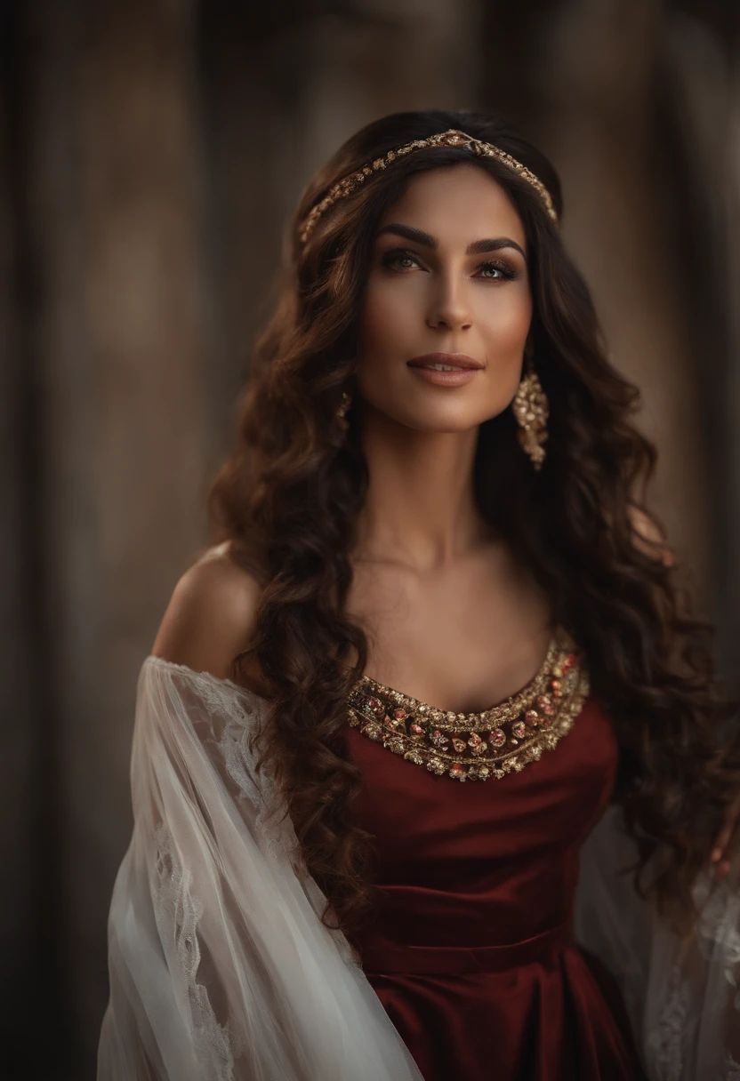 (une-1 personne:1.2), Belle dame latine, Rousseur, Grand sourire, dark makeup, hyperdetailed photography, Soft Light, head and shoulders portrait, couvrir