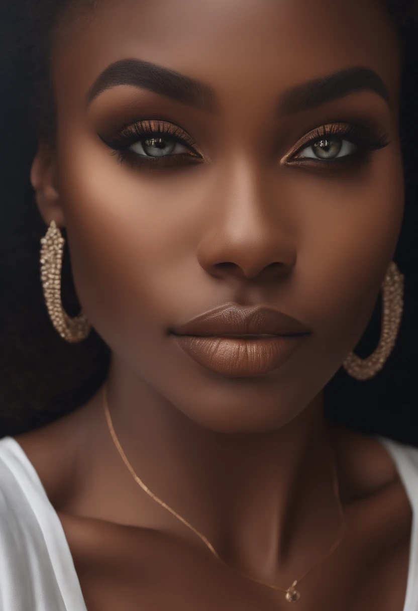 Femme africaine, fille sexy aux yeux bruns, ultra realist, Meticulously detailed, Portrait jasmin grant, cheveux bruns et noir et grands yeux, selfie of a young woman, Yeux de chambre, sans maquillage, maquillage naturel, looking straight at camera, Visage avec Artgram, Maquillage subtil, Superbe photo du corps entier, Avec une formes guitarre