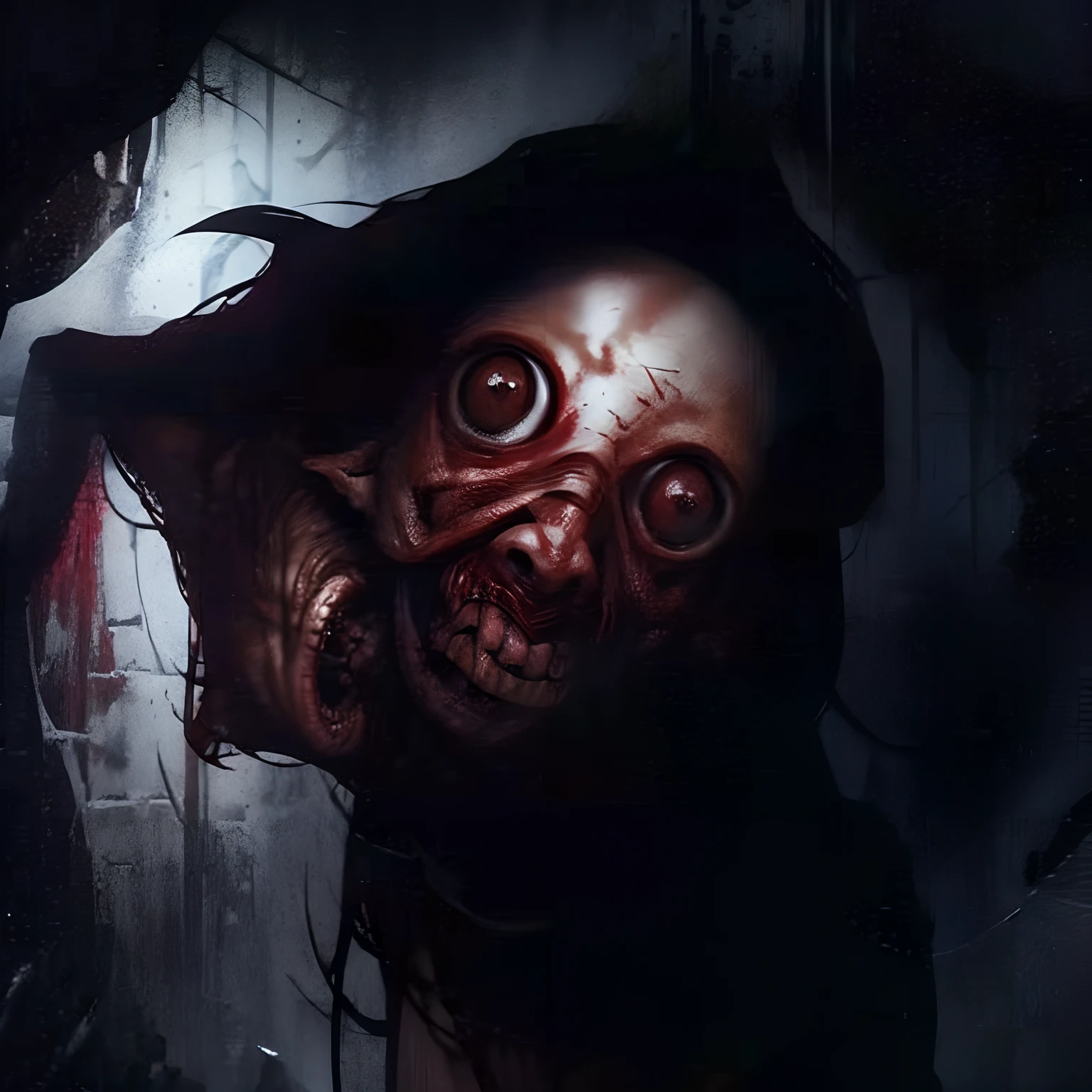 Weird human-like creature with a bundle of flesh for a face