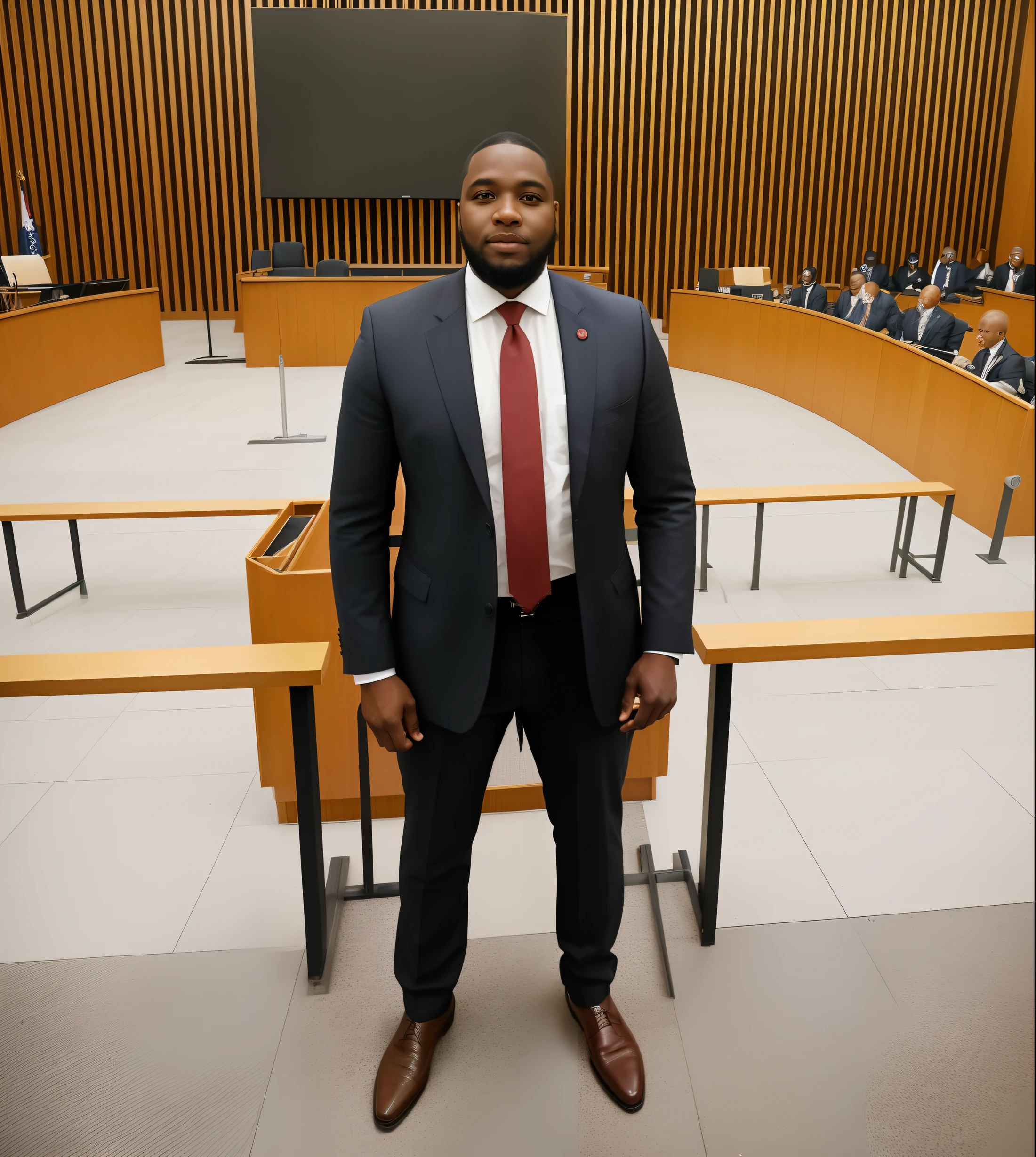 Man in suit and tie standing in a courtroom, taken in the early 2020s, David Uzochukwu, Jorge Pemba, Jemal Shabazz, 2 0 2 2 foto, Nyc, album photo, Barry Qindsor-Smith, NOVO, a person standing in front of a, In Sao Paulo