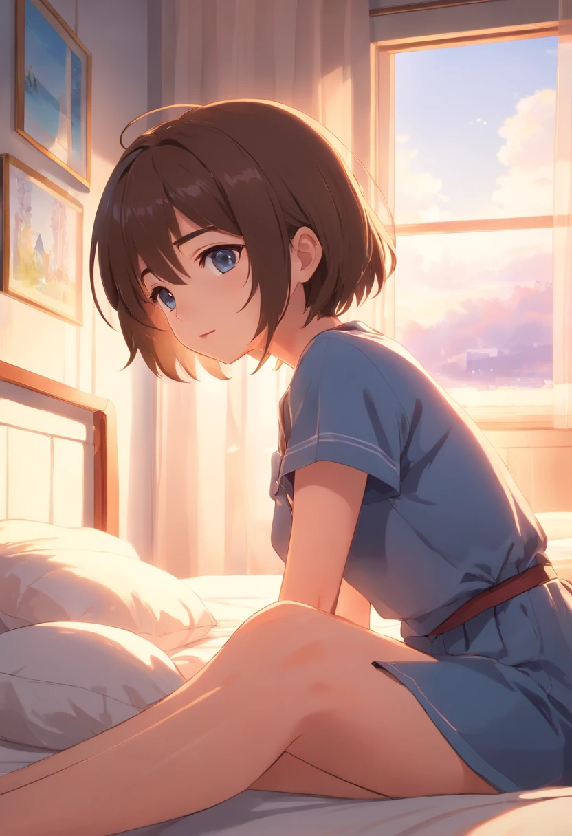 "best quality,4k,8k,highres,masterpiece:1.2),ultra-detailed,realistic:1.37,latina girl, laying on the bed,spread legs, beautiful detailed face, long dark hair, expressive eyes, delicate lips, finger touching lips, hands and legs chained to the bed, softly moaning, gentle lighting, cozy bedroom atmosphere, 6 , innocent expression, curious eyes, watching from a distance"