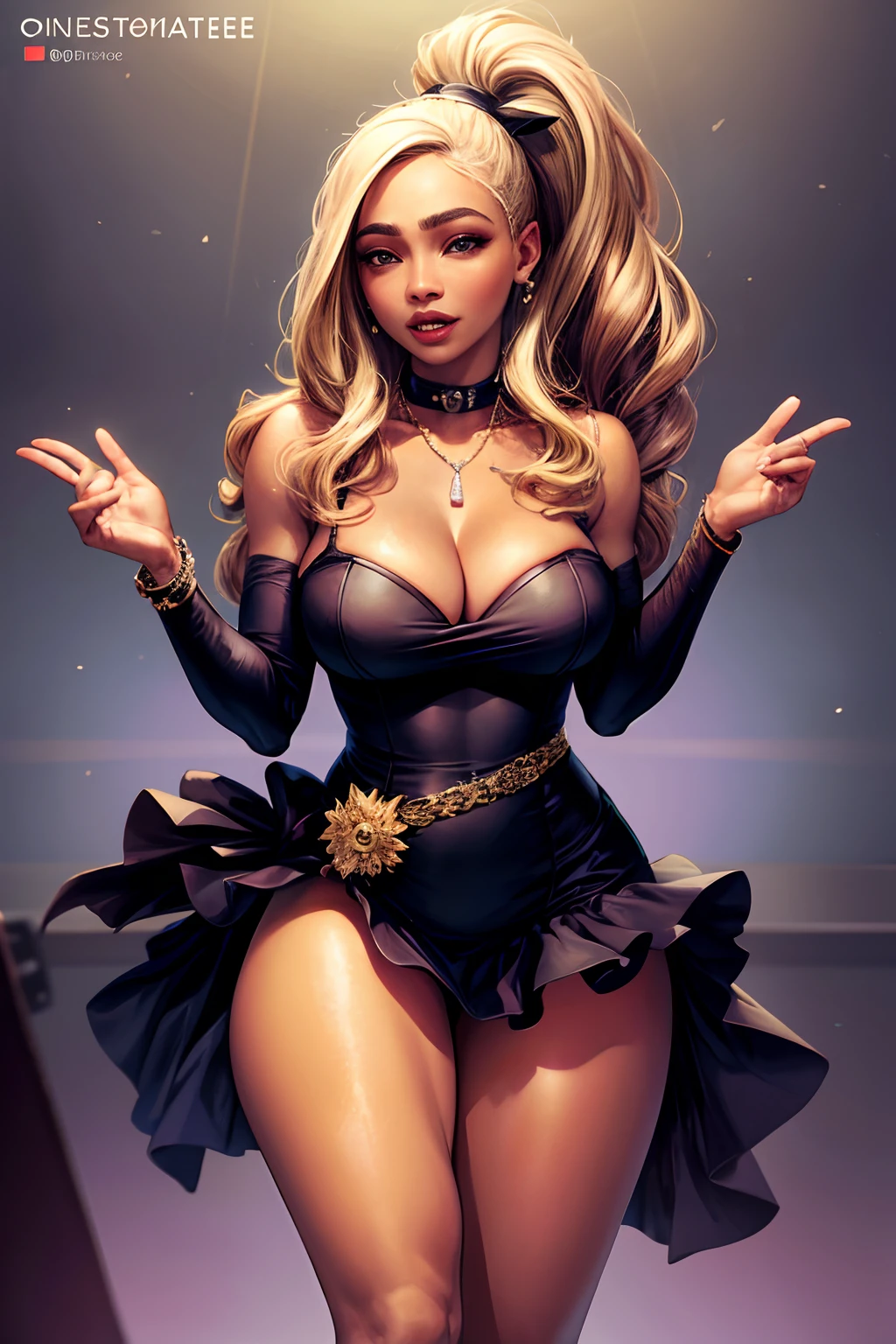 Un primer plano de Serena williams hermosa con un collar y un vestido, grandes y exquisito senos, tiene una mirada encantadora y una cintura perfecta, Obra maestra, 8k, escote, tetas grandes, ella me sonrie, Yo le propondre matrimonio, She agrees