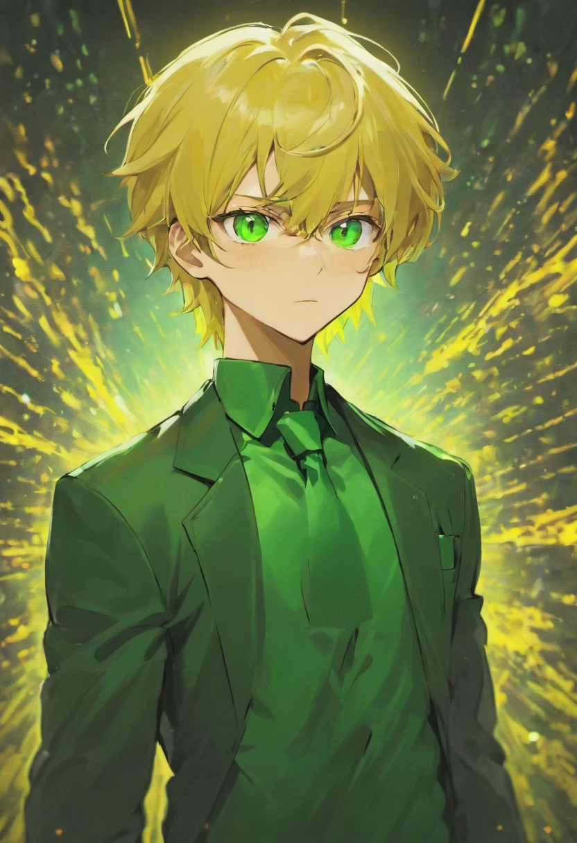 1guy, blonde hair, green eyes, doctor gantz suit, green glasses