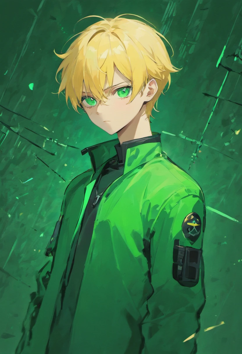 1guy, blonde hair, green eyes, doctor gantz suit, green glasses