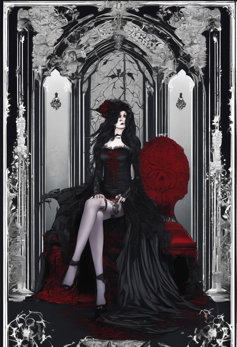 A hot goth mommy girl, 1girl, solo, hot thicc, sexy, curvy, medium sized perfect boobs, thicc thighs, sexy body, sexually explicit, sexually attractive