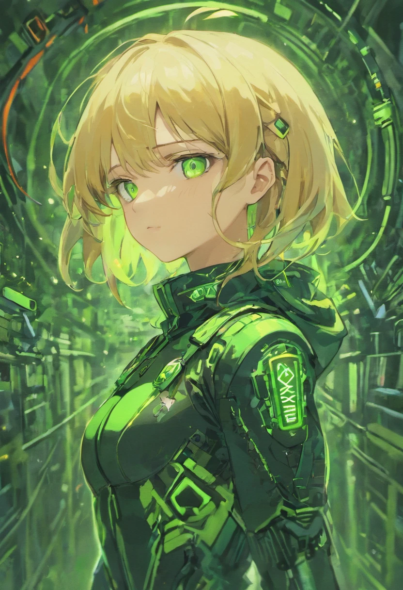 1guy, blonde hair, green eyes, yellow goggles, cyberpunk gantz suit,