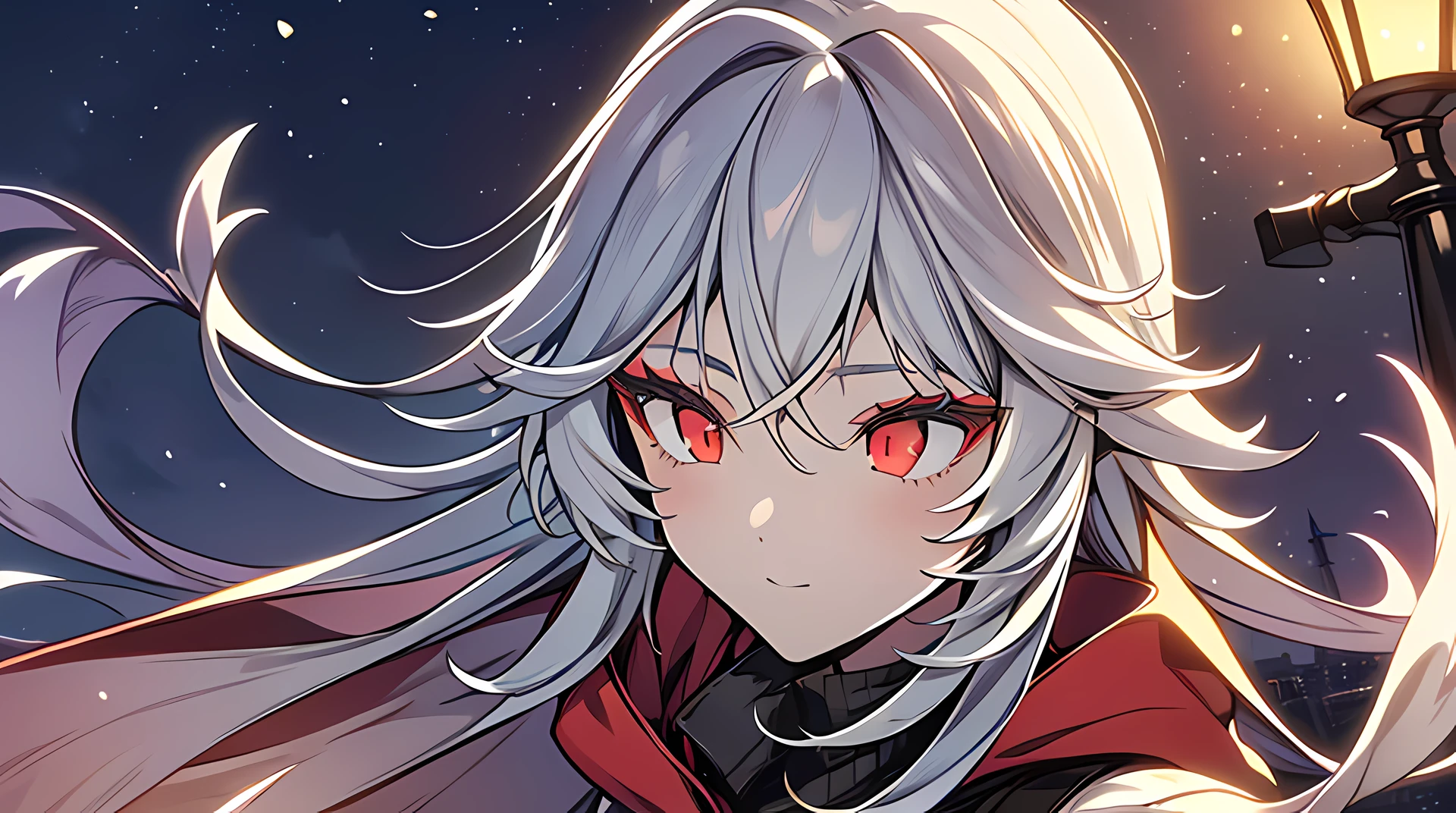 (best quality,4k,8k,highres,masterpiece:1.2),ultra-detailed,(realistic,photorealistic,photo-realistic:1.37),1girl,red eyes,wearing red hoodies,city,winter snow,night,absurdres,high res, ultrasharp, 8K, masterpiece, looking at viewer, fantasy, magical, snowy rooftops, frosty breath rising, glowing streetlights, ethereal atmosphere, dreamlike, serene, quiet streets, distant city skyline, soft falling snowflakes, intricate details of the girl's face and outfit, delicate snowflakes on her eyelashes, mysterious expression, enchanting beauty, captivating gaze, snow-covered trees, blurred lights in the background, vibrant red contrasted against the white snow, mesmerizing scene, evoking a sense of wonder and magic.