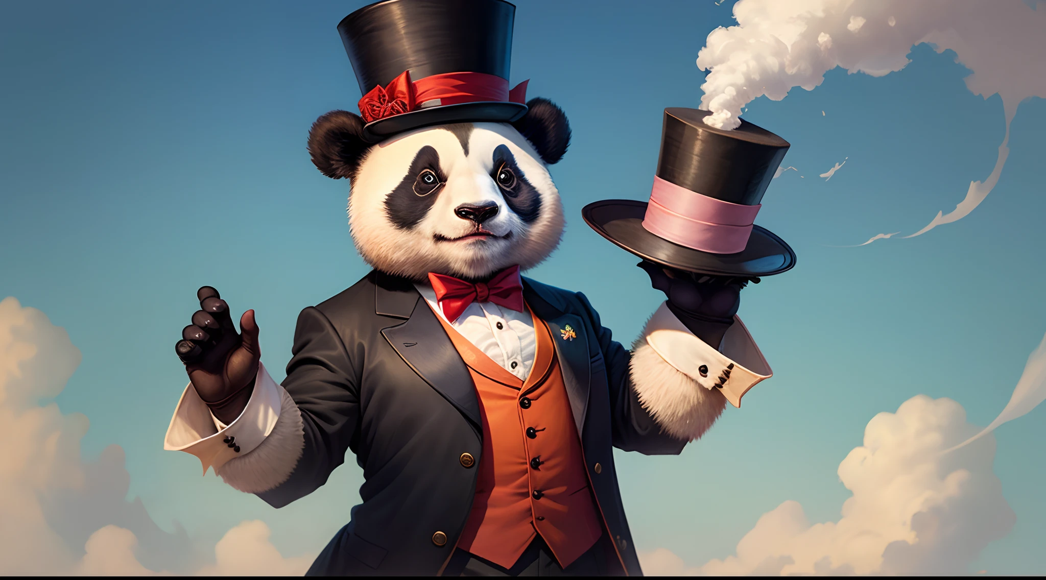 A panda with a top hat