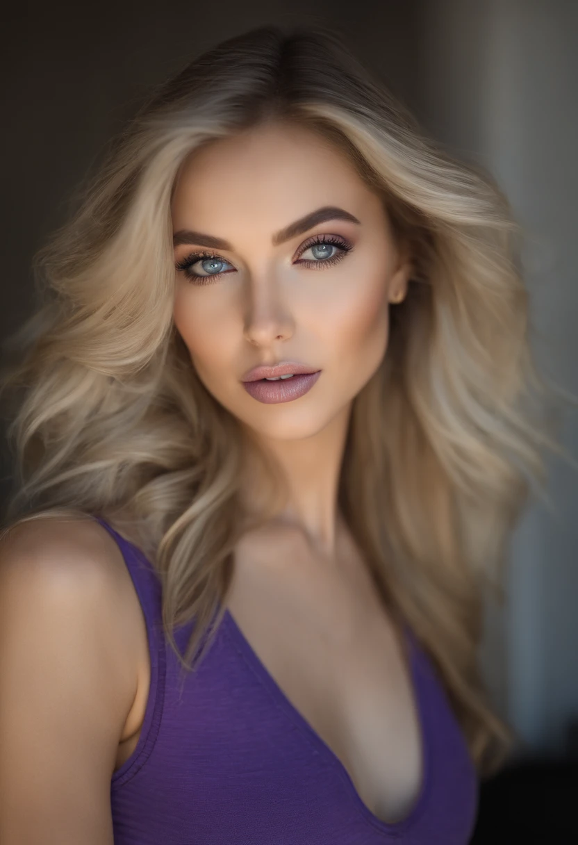 Woman with matching tank top and panties, Sexy girl with blue eyes, portrait sophie mudd, portrait corinna kopf, blonde hair and large eyes, Selfie einer jungen Frau, Augen im club Violet Myers, ohne Make-up, Natural makeup, Blick direkt in die Kamera, Gesicht mit Artgram, dezentes Make-up, Stunning full body shot, im Schlafzimmer, Spaltung