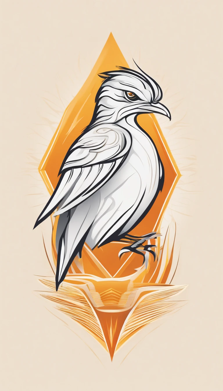 A logo design of a soaring bird, representing the journey towards success and personal growth. The bird should be depicted in a stylized and abstract manner, with fluid and graceful lines. Incorporate various elements like puzzle pieces, books, and dollar signs within the bird's silhouette to symbolize the different aspects covered in your channels. Utilize a warm and energetic color palette, such as a combination of orange and yellow. Use this image style for the concept: "Vector Illustration".