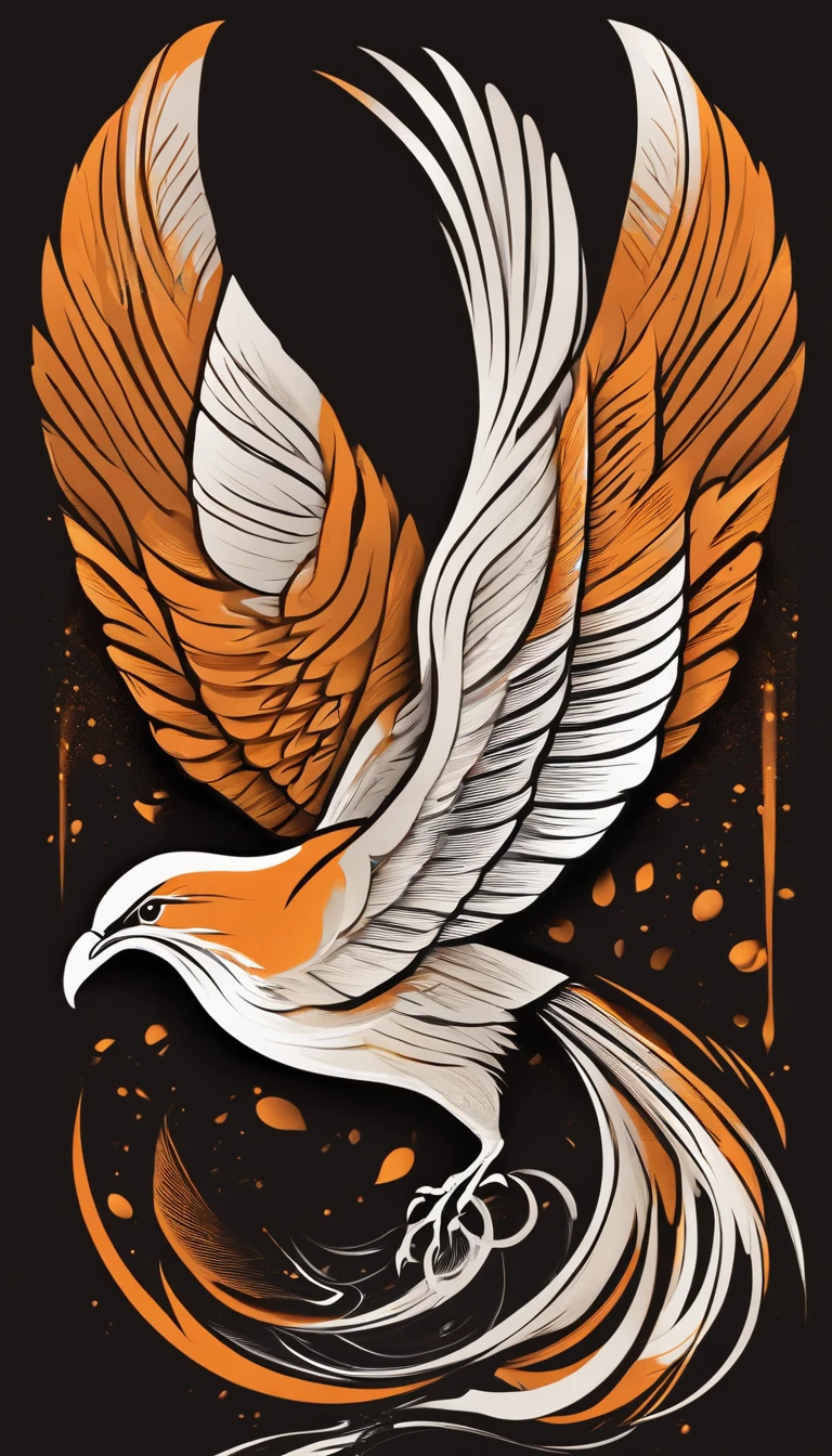 A logo design of a soaring bird, representing the journey towards success and personal growth. The bird should be depicted in a stylized and abstract manner, with fluid and graceful lines. Incorporate various elements like puzzle pieces, books, and dollar signs within the bird's silhouette to symbolize the different aspects covered in your channels. Utilize a warm and energetic color palette, such as a combination of orange and yellow. Use this image style for the concept: "Vector Illustration".