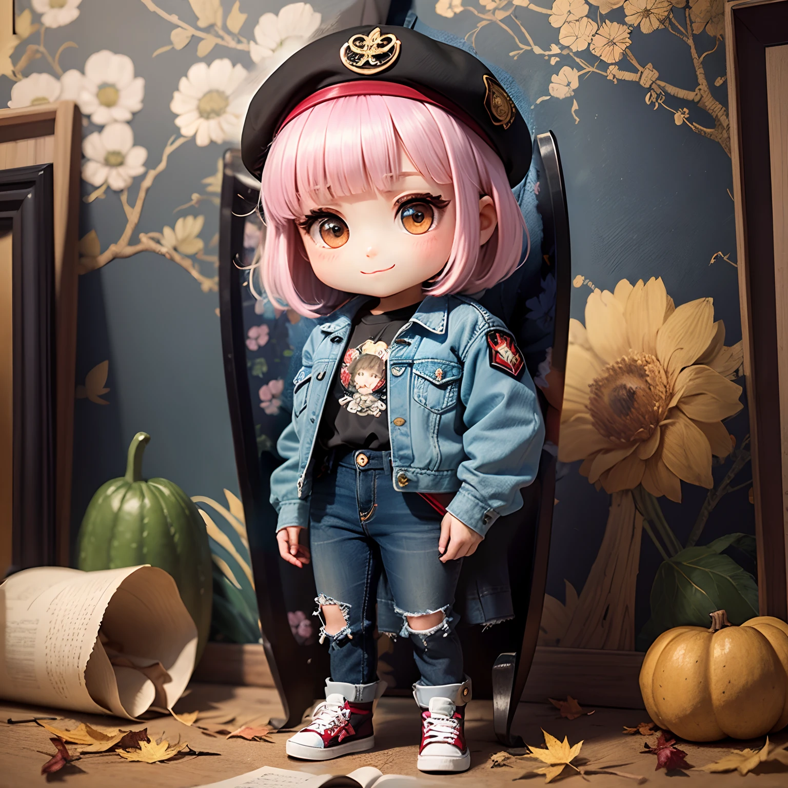 The background is Van Gogh's Autumn Flower wallpaper